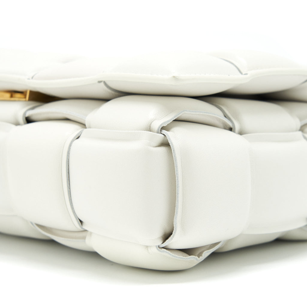 BOTTEGA VENETA PADDED CASSETTE BAG LAMBSKIN CHALK GHW