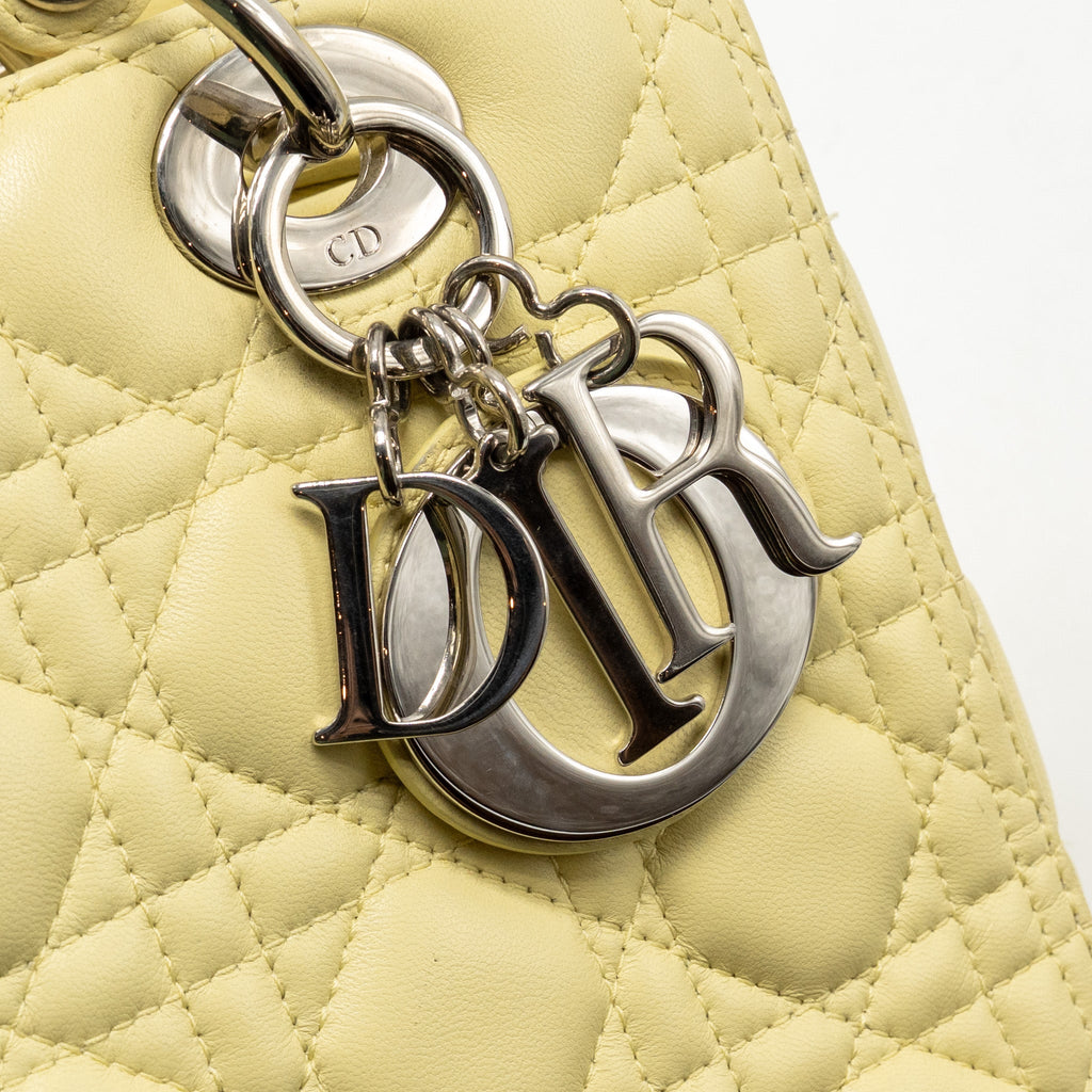 DIOR MEDIUM LADY DIOR LAMBSKIN LIGHT YELLOW SHW