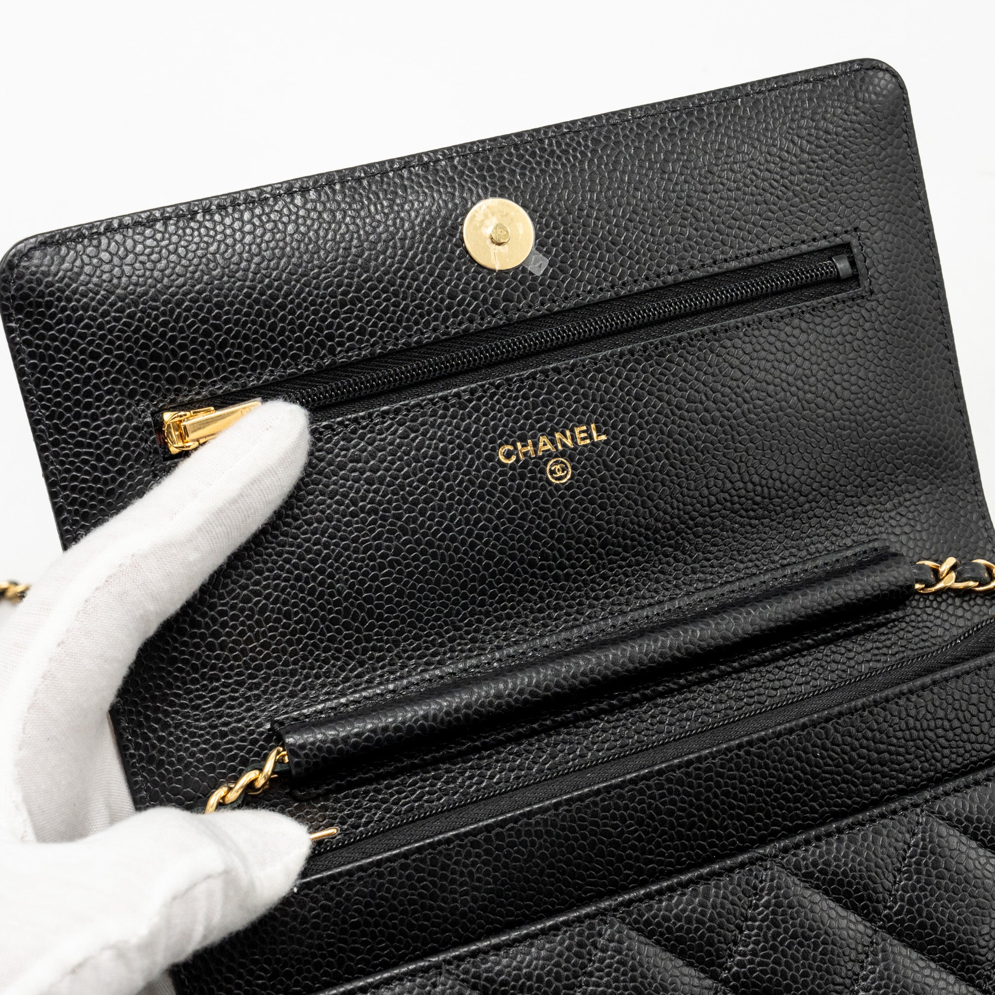 CHANEL CLASSIC WALLET ON CHAIN CAVIAR BLACK GHW(MICROCHIP)