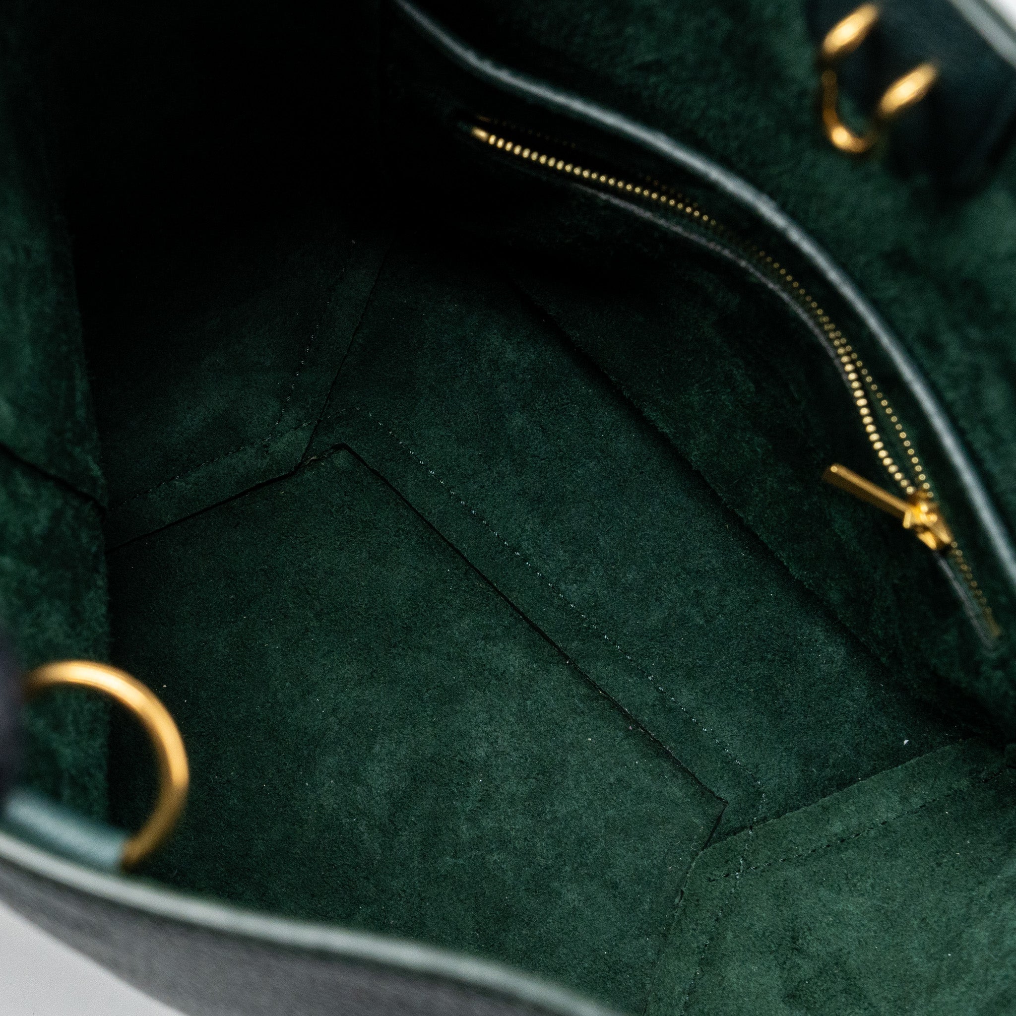 CELINE SMALL SANGLE BUCKET BAG CALFSKIN DARK GREEN GHW