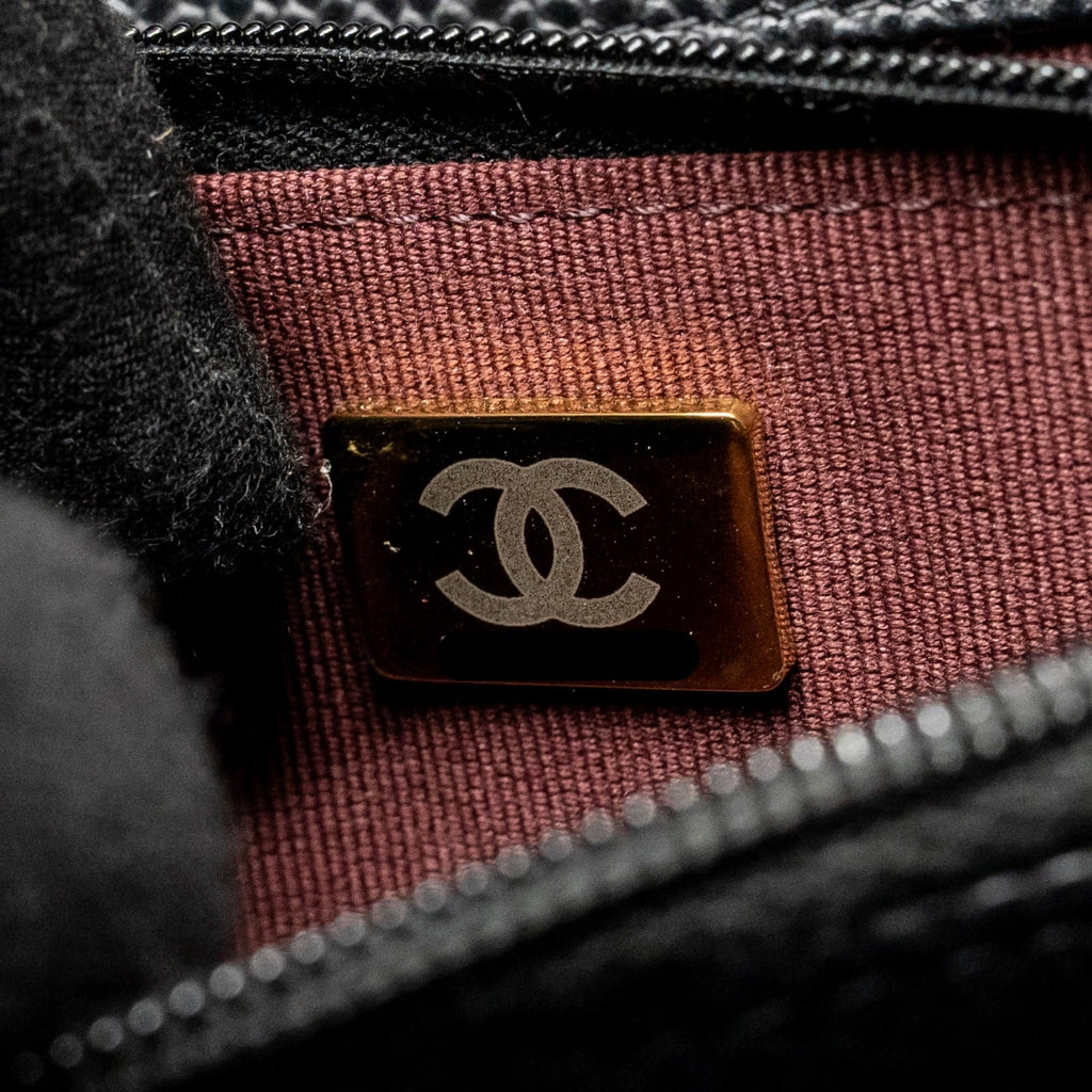 CHANEL CLASSIC WALLET ON CHAIN CAVIAR BLACK GHW (MICROCHIP)