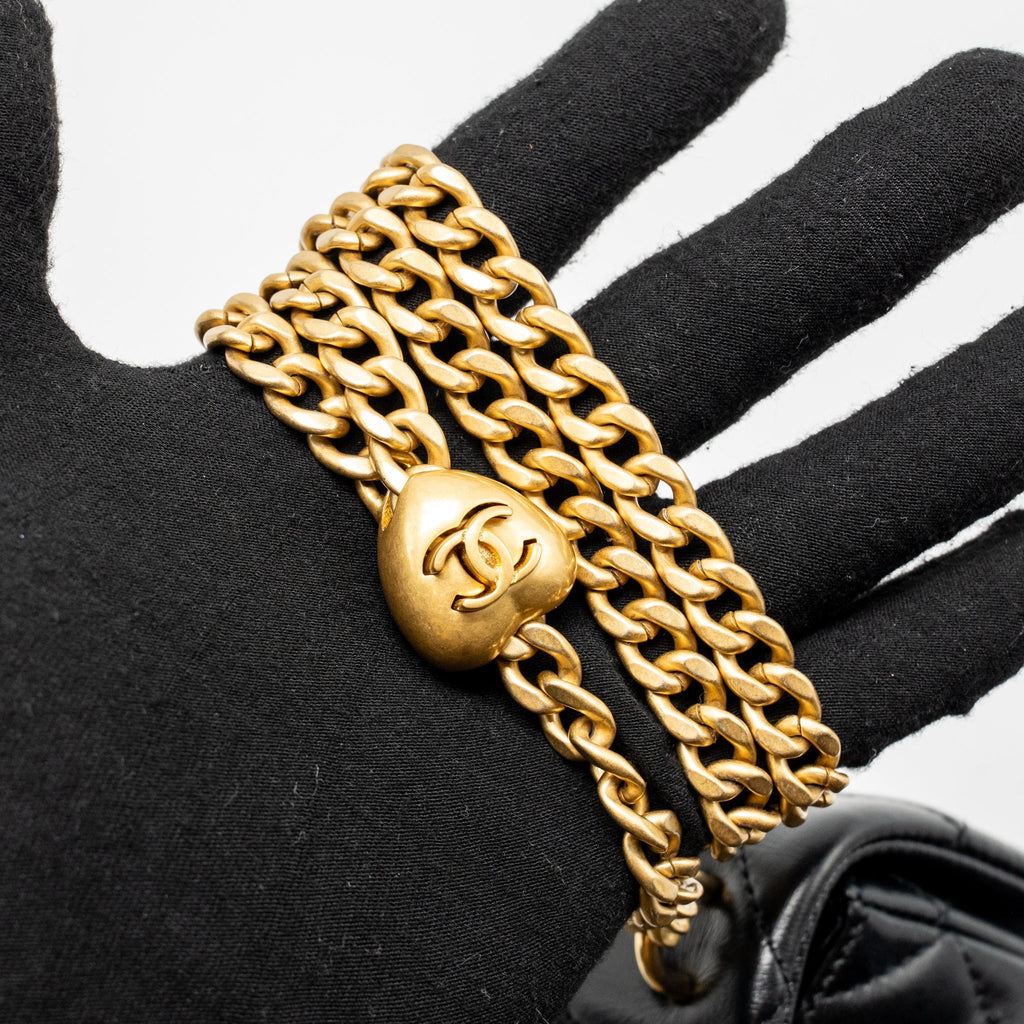 CHANEL COCO LOVE FLAP BAG ADJUSTABLE CHAIN LAMBSKIN BLACK GHW (MICROCHIP)