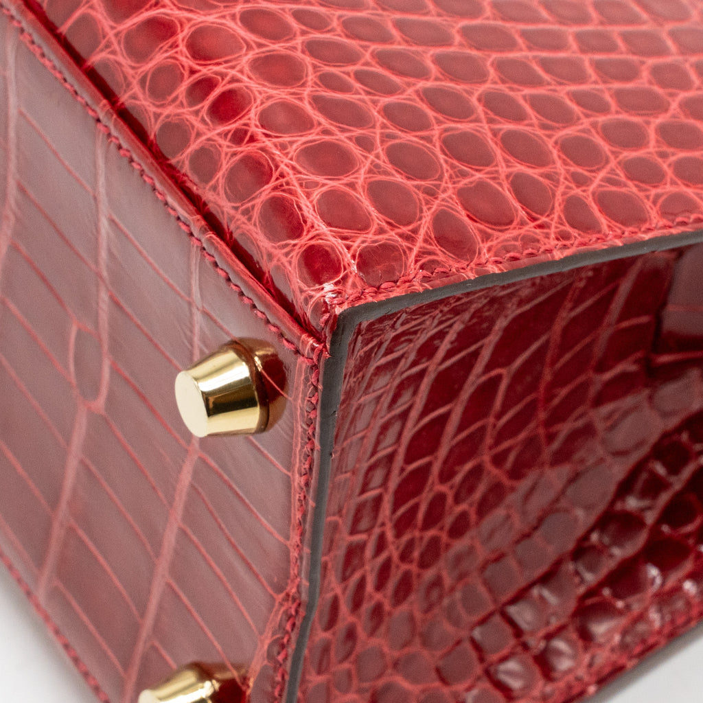 HERMES KELLY 25 CROCODILE POROUS BRAISE GHW