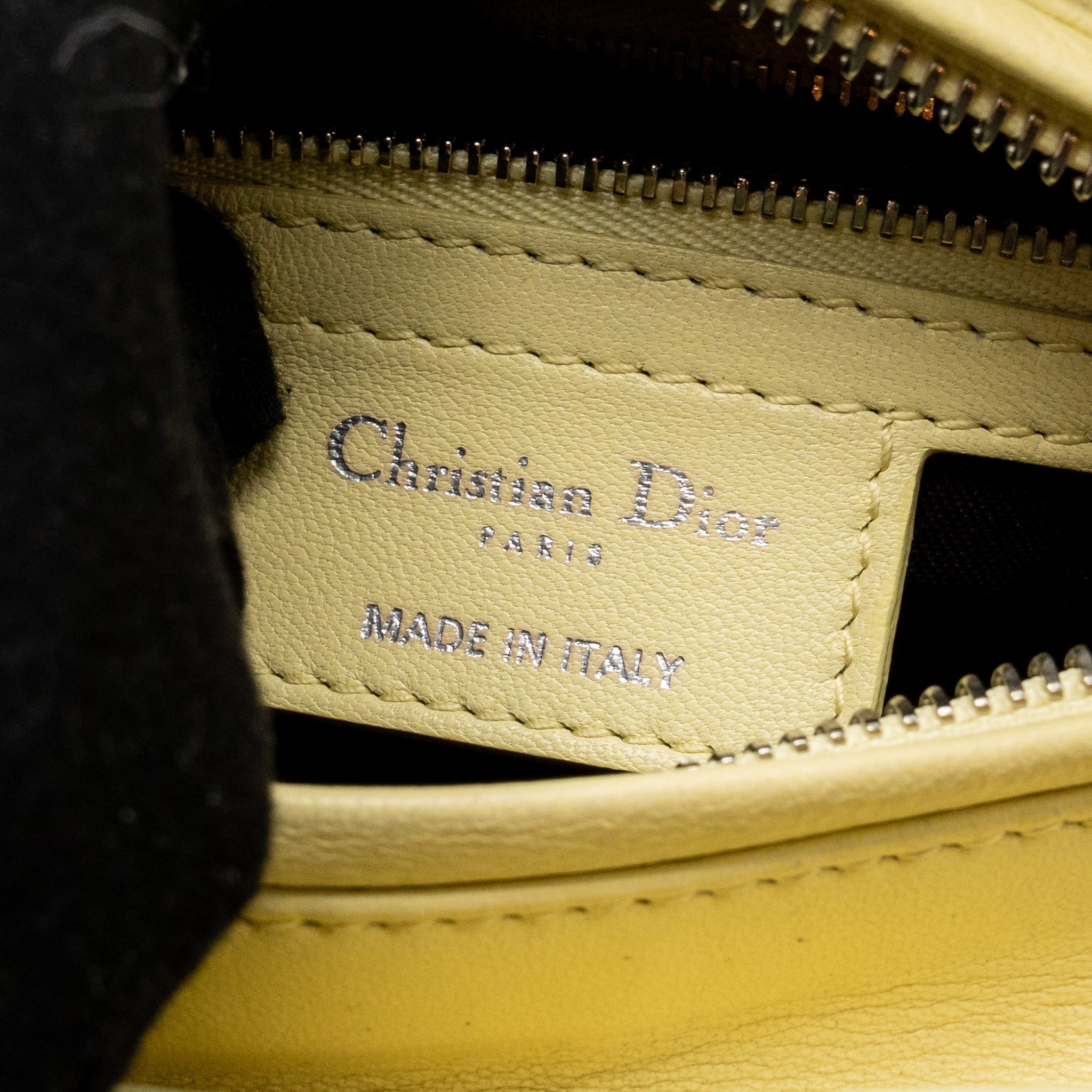 DIOR MEDIUM LADY DIOR LAMBSKIN LIGHT YELLOW SHW