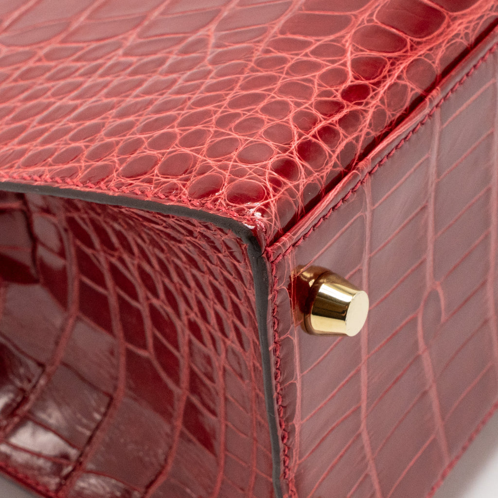 HERMES KELLY 25 CROCODILE POROUS BRAISE GHW