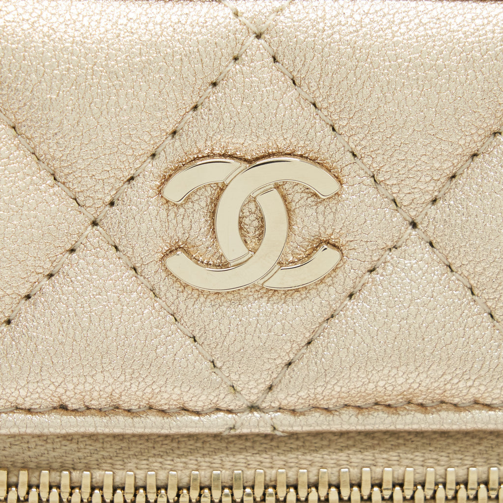 CHANEL CLASSIC VANITY PHONE HOLDER WITH CHAIN LAMBSKIN GOLD GHW