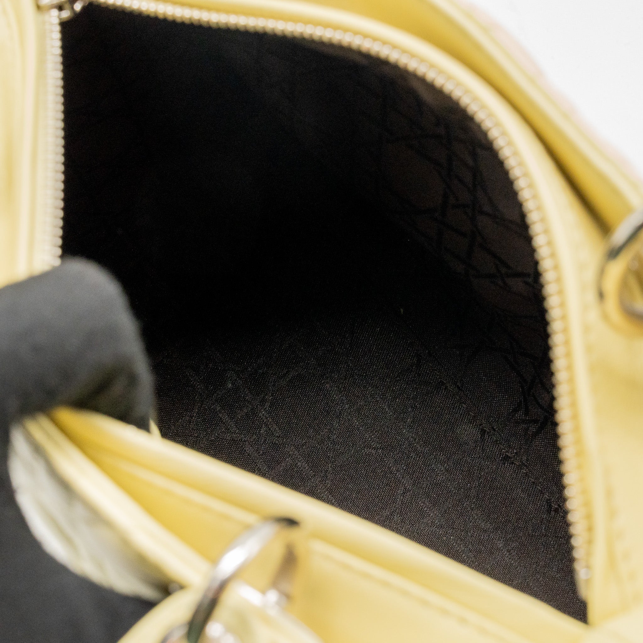 DIOR MEDIUM LADY DIOR LAMBSKIN LIGHT YELLOW SHW