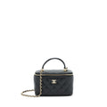 CHANEL TOP HANDLE LONG VANITY WITH CHAIN LAMBSKIN BLACK LGHW