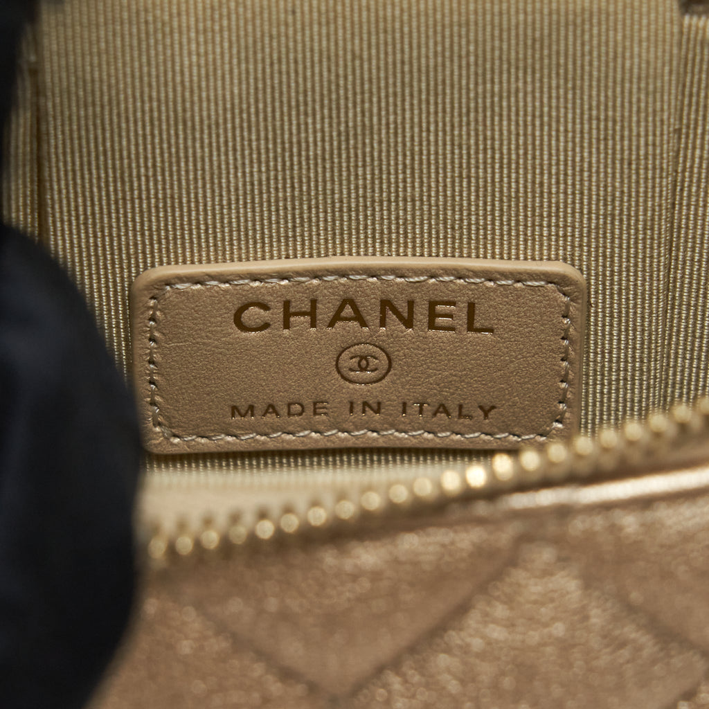 CHANEL CLASSIC VANITY PHONE HOLDER WITH CHAIN LAMBSKIN GOLD GHW