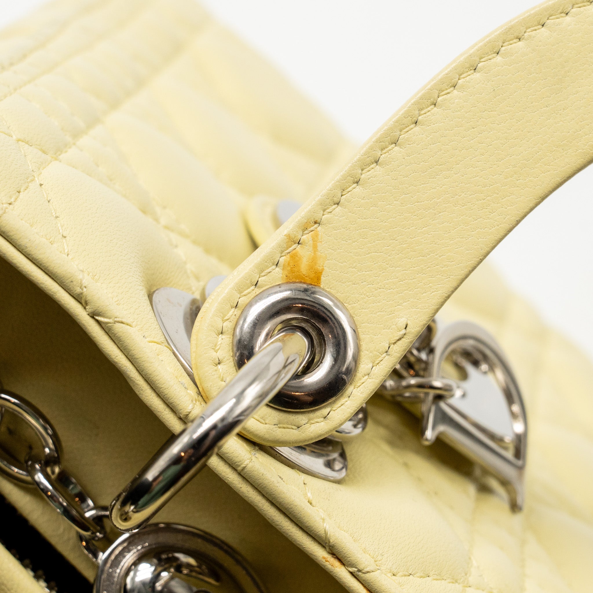 DIOR MEDIUM LADY DIOR LAMBSKIN LIGHT YELLOW SHW
