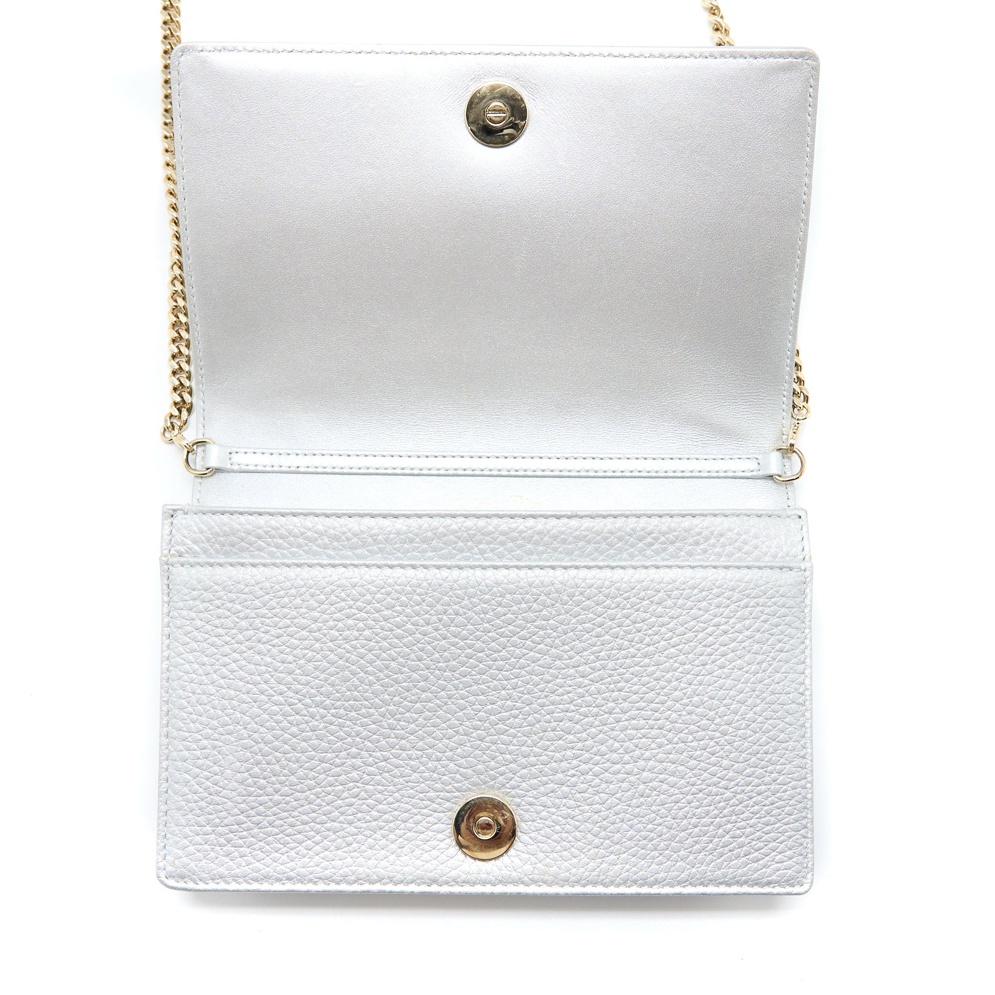 DIOR DIORAMA WALLET ON CHAIN CALFSKIN SILVER LGHW