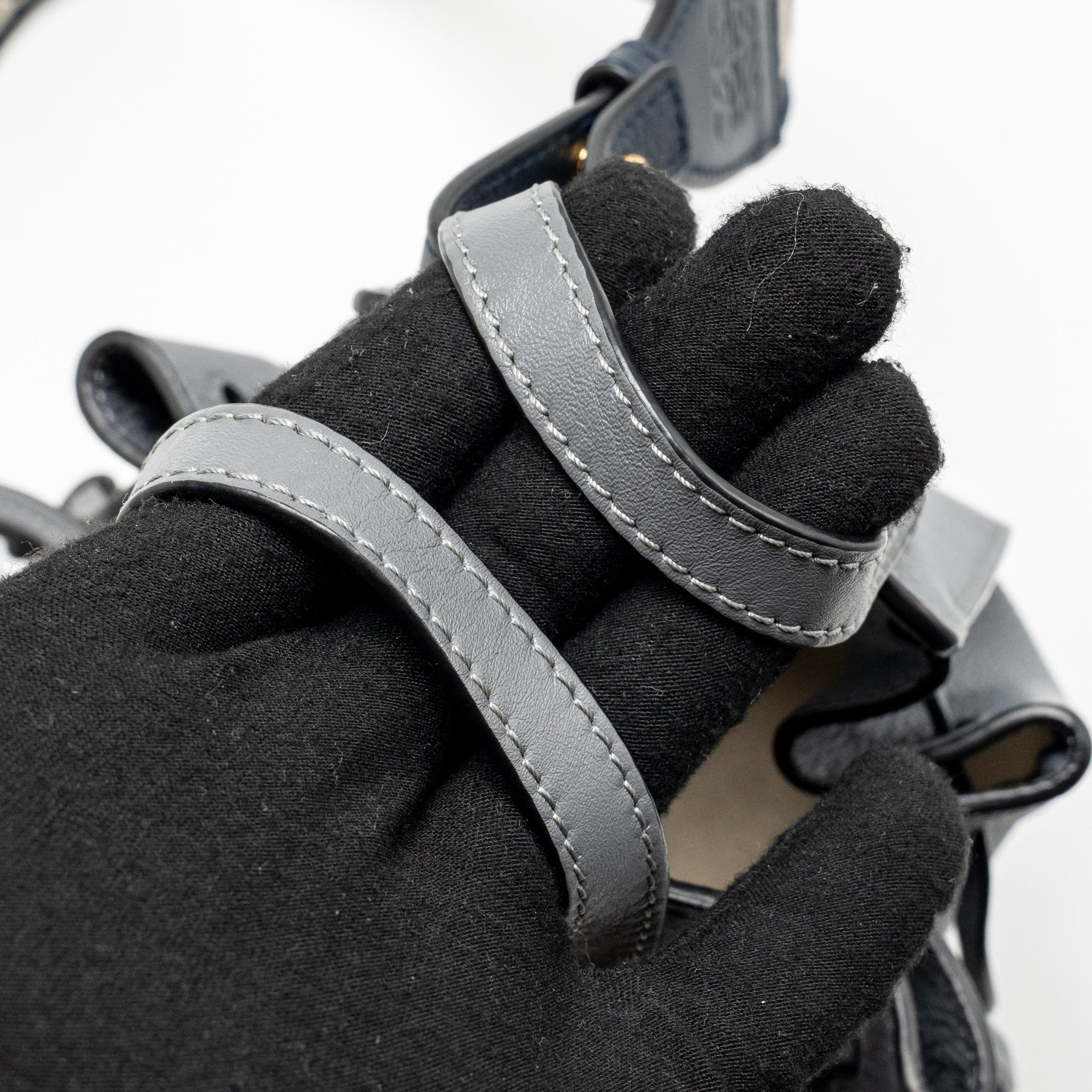 LOEWE MINI HAMMOCK DRAWSTRING BAG GRAINED CALFSKIN GREY GHW