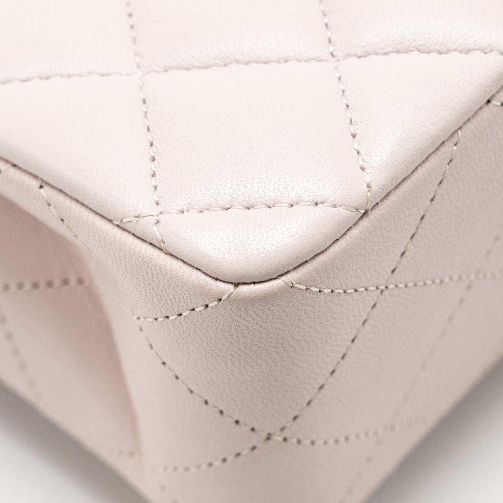 CHANEL SMALL CLASSIC DOUBLE FLAP BAG LAMBSKIN LIGHT PURPLE SHW (MICROCHIP)
