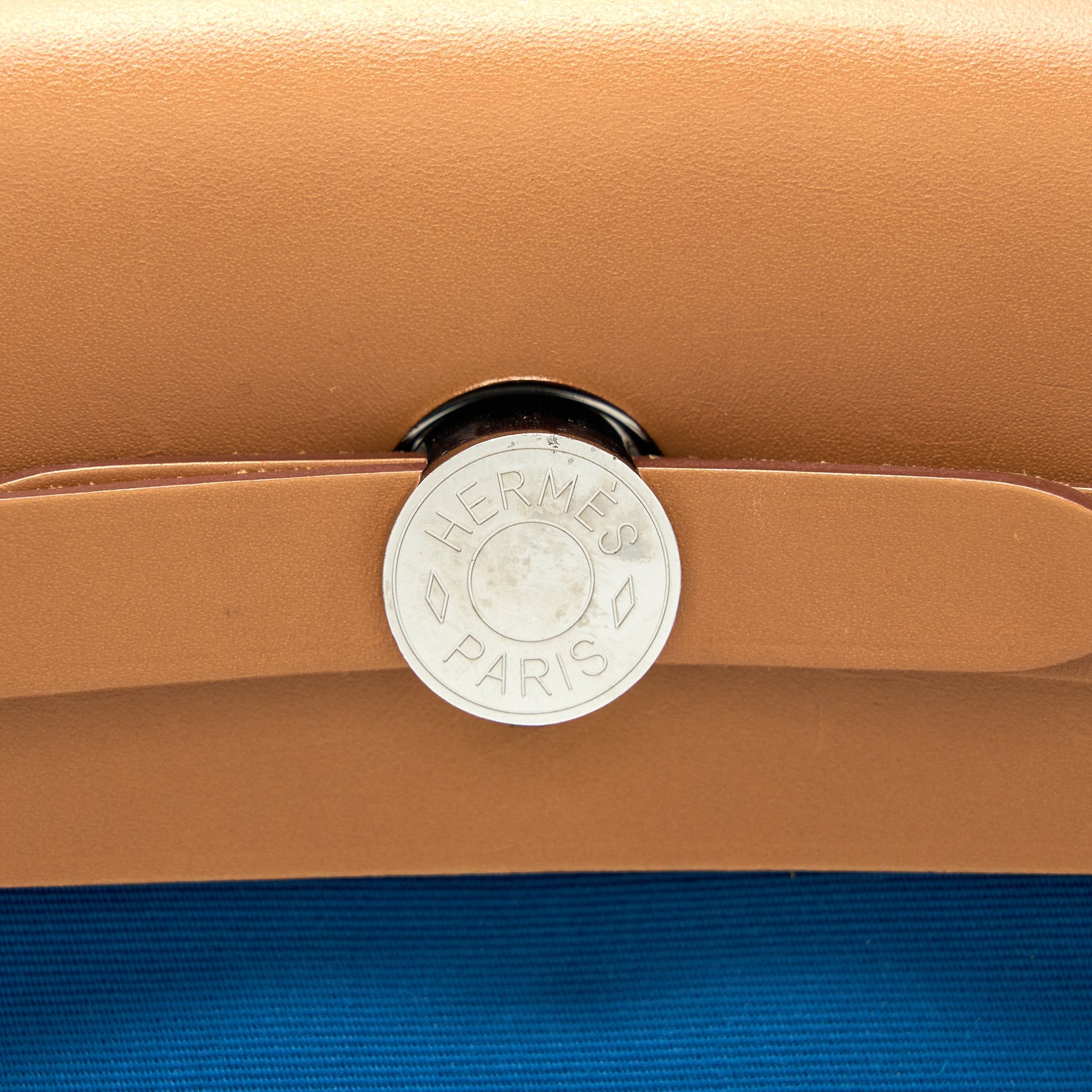 HERMES HERBAG ZIP 31 BAG CANVAS BLUE SHW