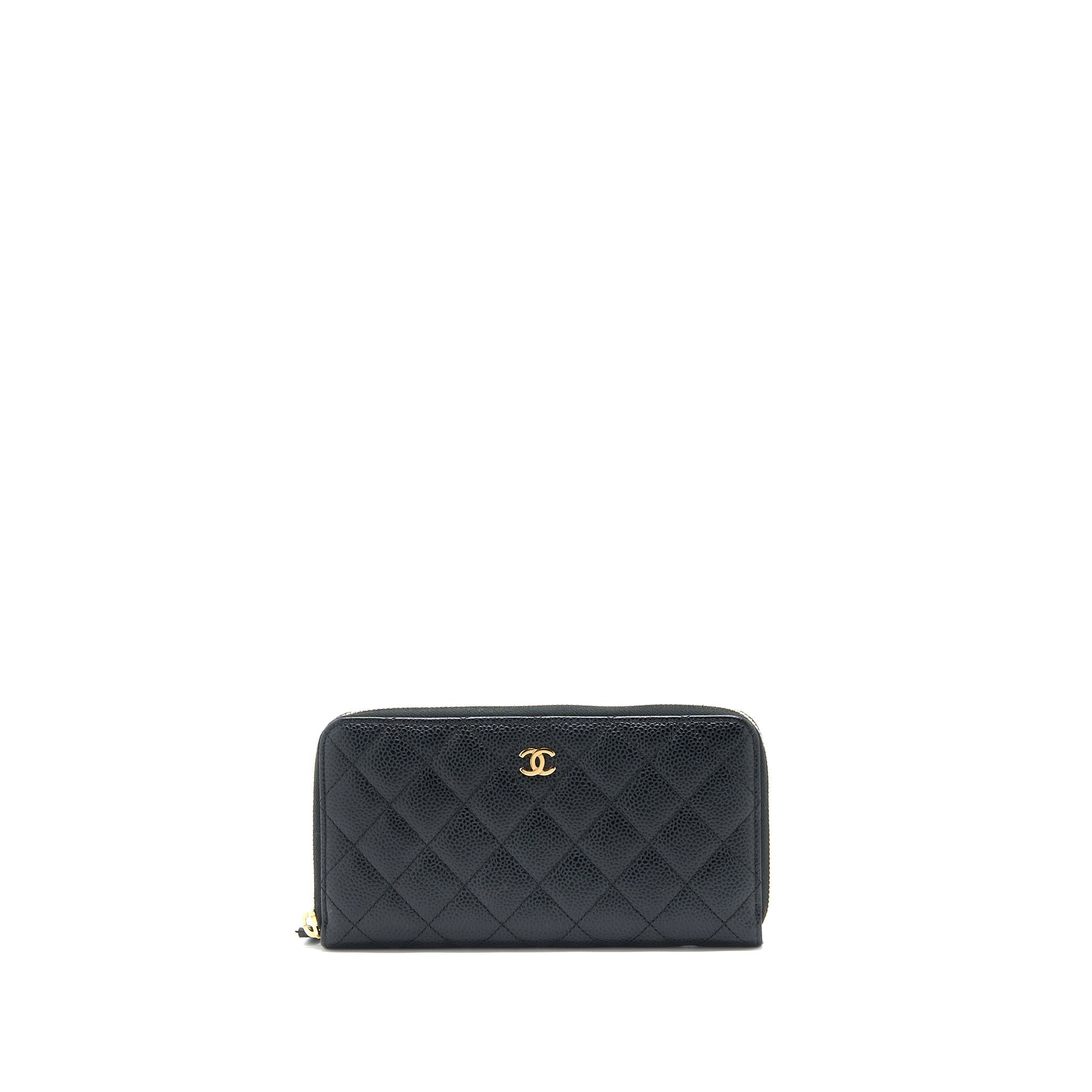 CHANEL ZIPPY LONG WALLET CAVIAR BLACK GHW