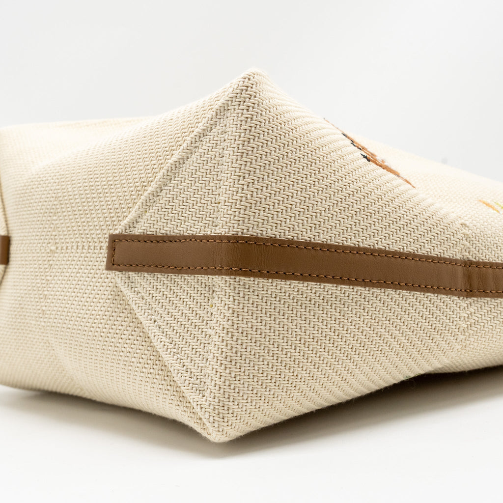 LOEWE SUNA FUJITA LIMITED EDITION MEDIUM PUZZLE FOLD TOTE BAG CANVAS/LEATHER BEIGE/MULTICOLOUR
