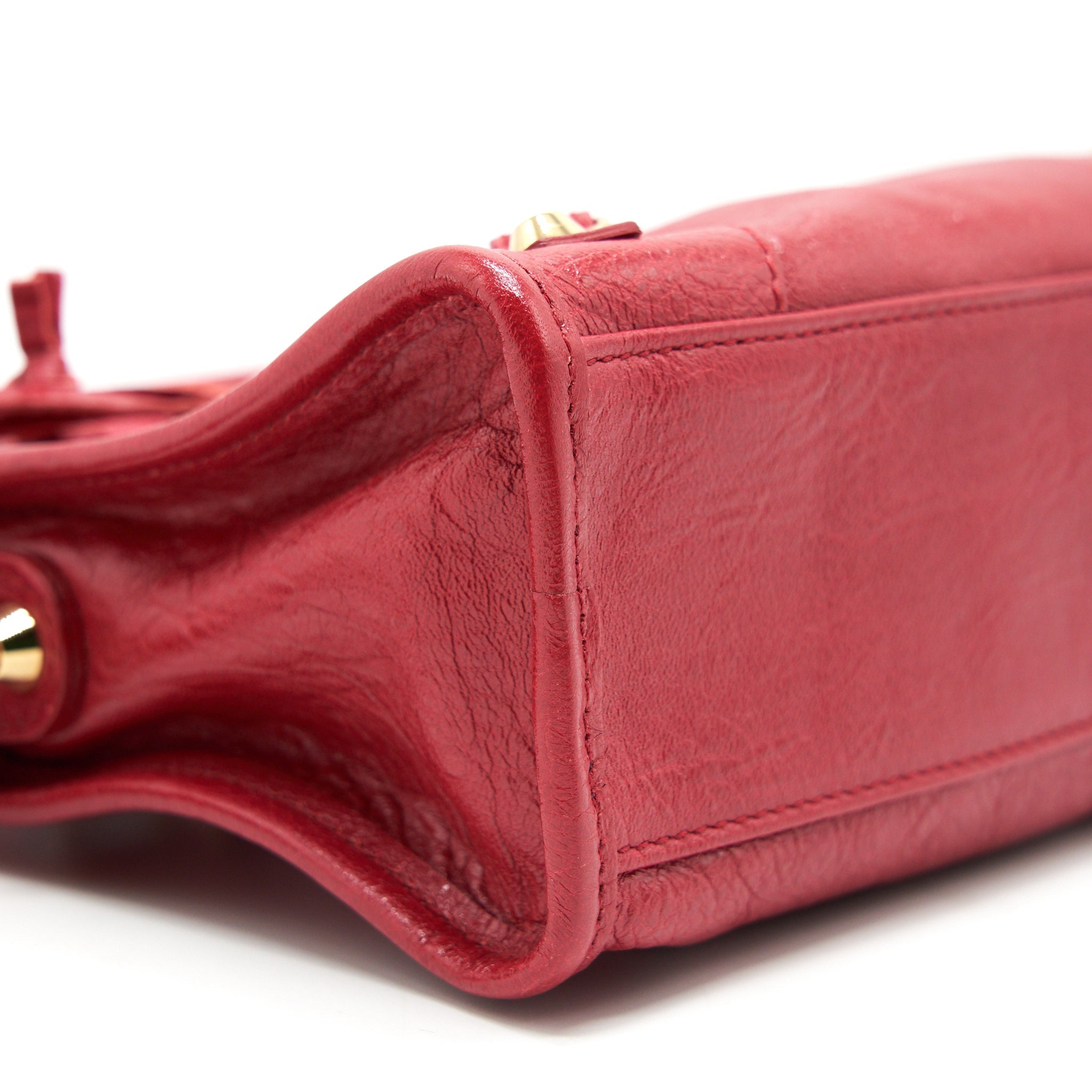 BALENCIAGA MINI CITY BAG RED WITH GHW