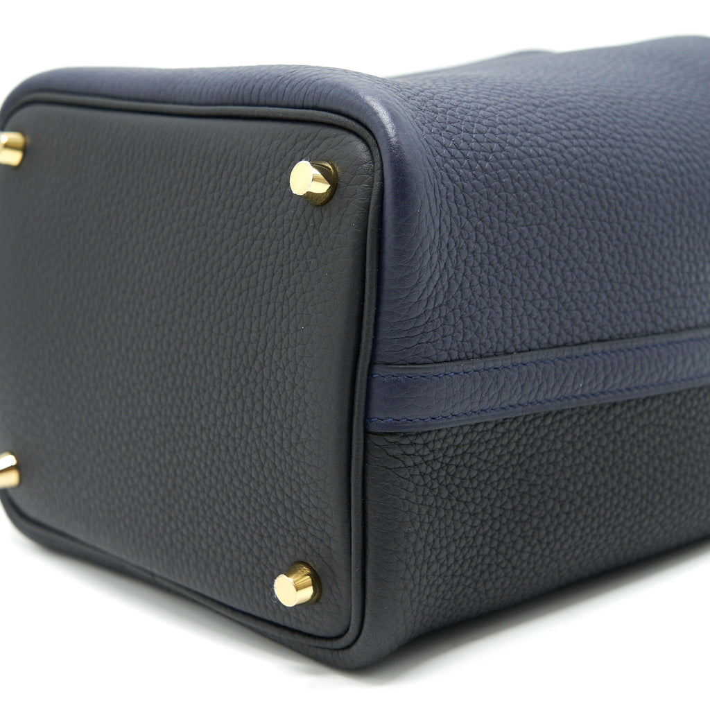 HERMES PICOTIN 18 LOCK BAG BLEU NUIT, NOIR, BLEU FRIDA