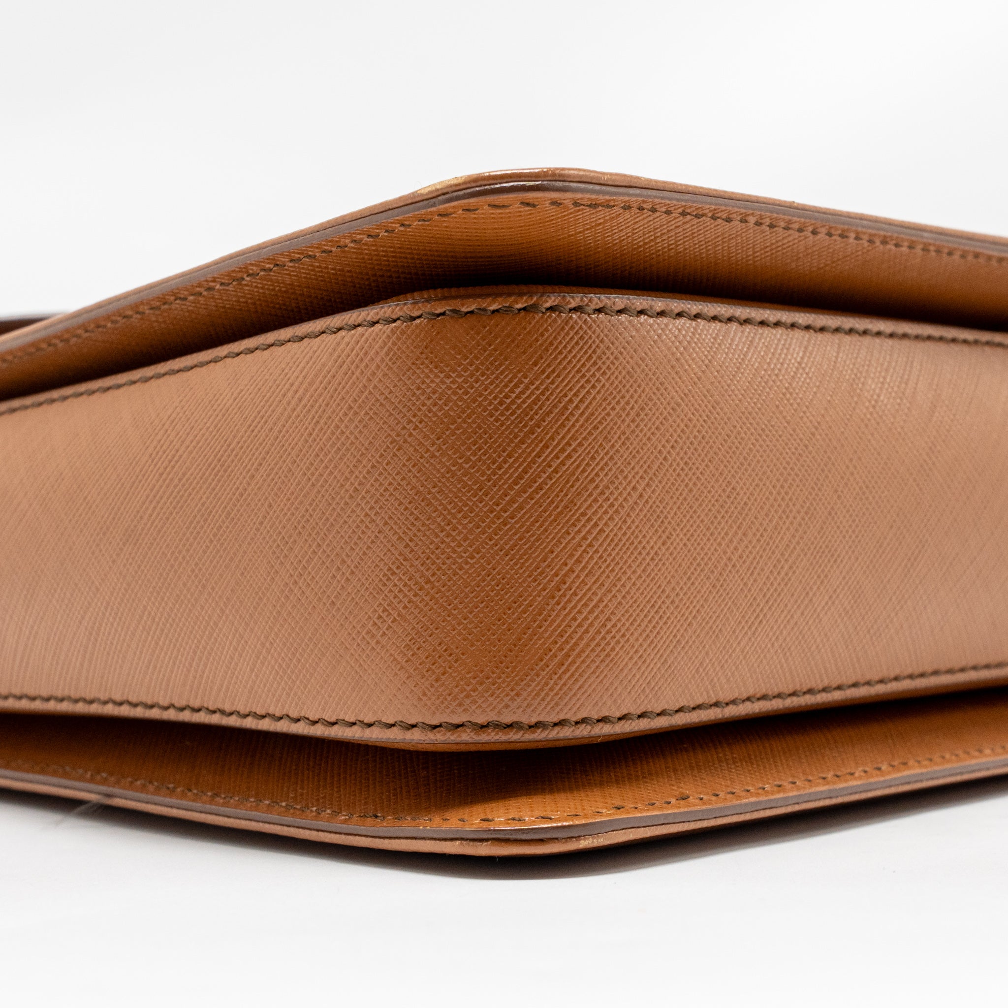 SALVATORE FERRAGAMO TOP HANDLE GANCINI BAG CALFSKIN TAN GHW