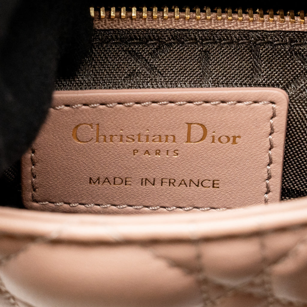 DIOR MINI LADY DIOR LAMBSKIN BLUSH LGHW