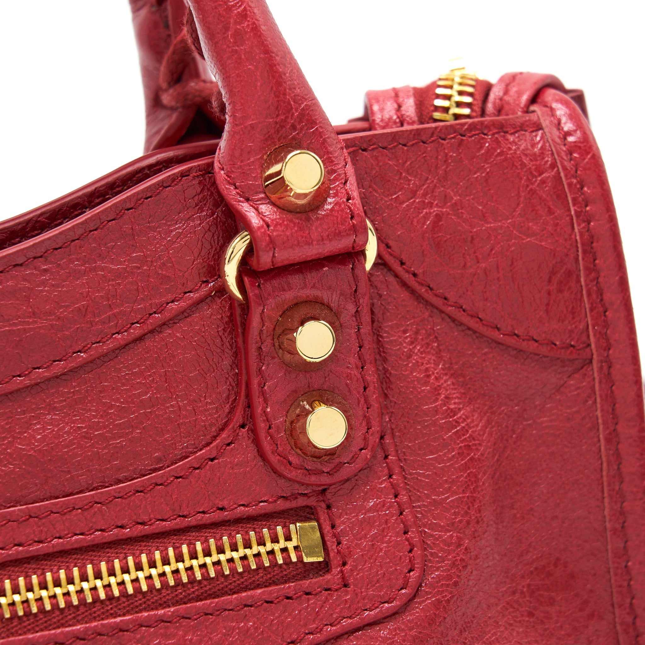 BALENCIAGA MINI CITY BAG RED WITH GHW