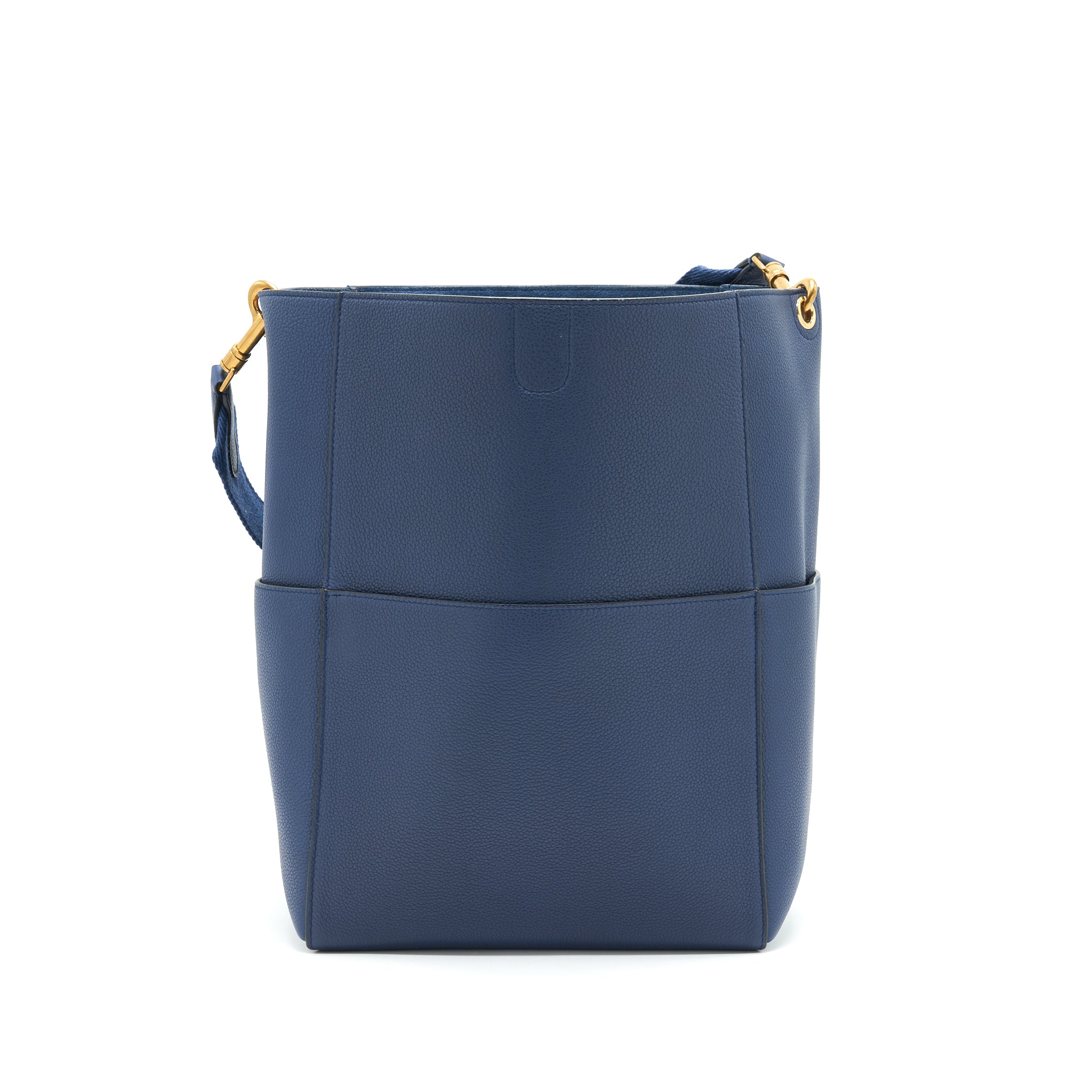 CELINE SANGLE BUCKET BAG NAVY GHW NEW LOGO