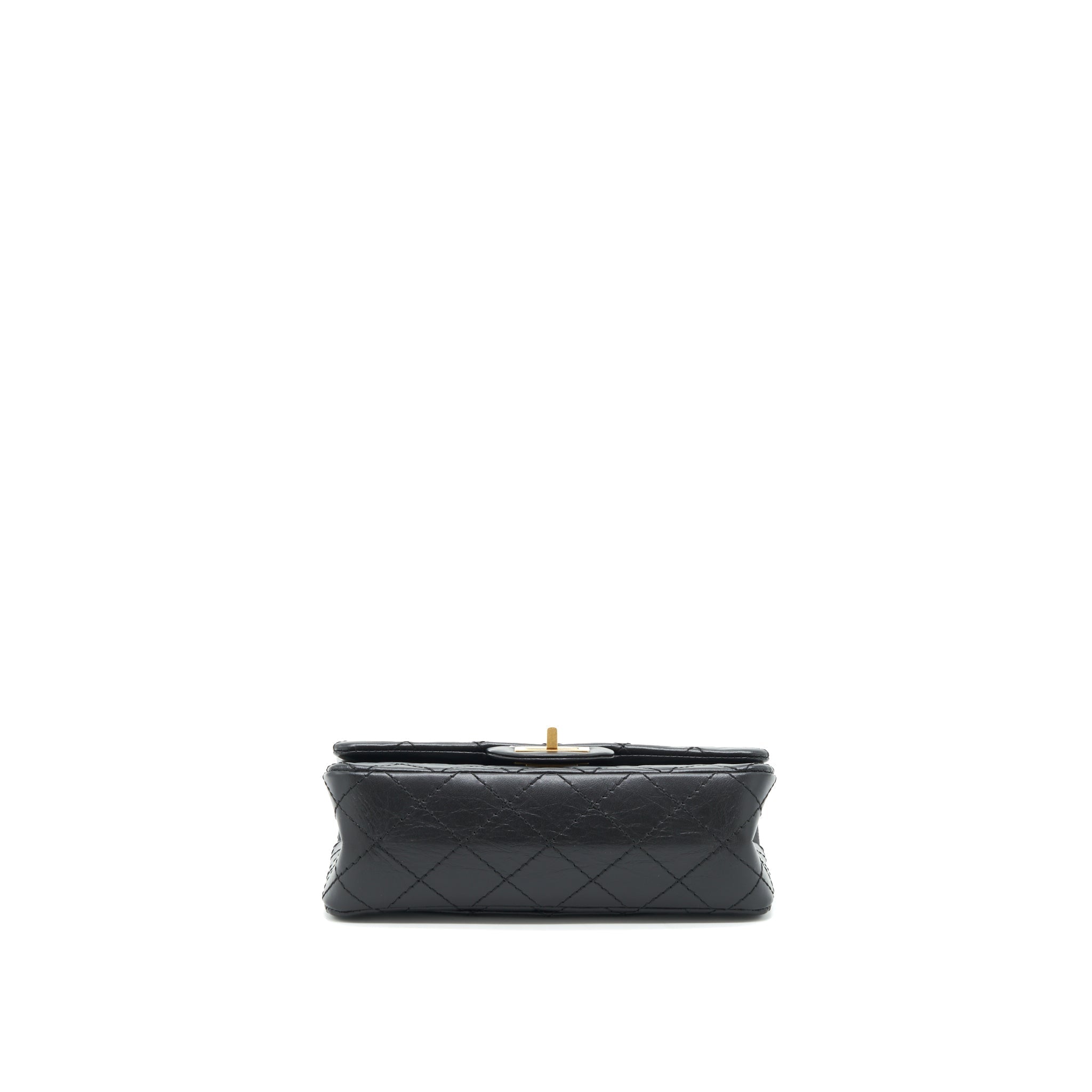 CHANEL MINI 2.55 REISSUE FLAP BAG AGED CALFSKIN BLACK BRUSHED GHW (MICROCHIP)