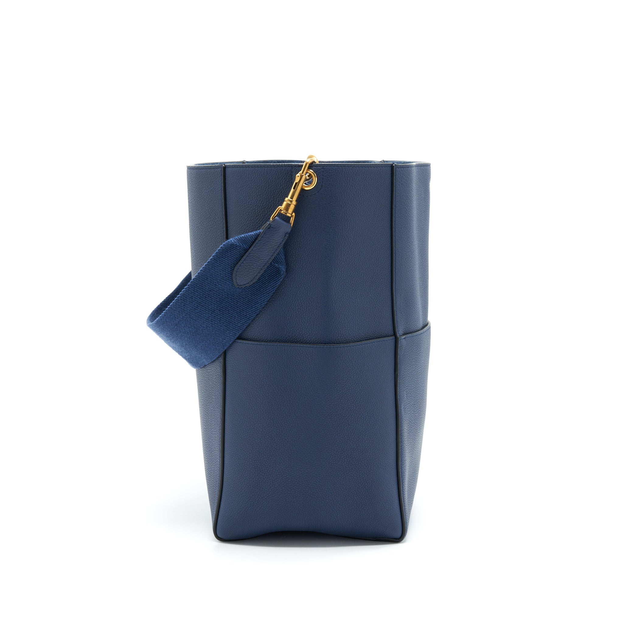 CELINE SANGLE BUCKET BAG NAVY GHW NEW LOGO