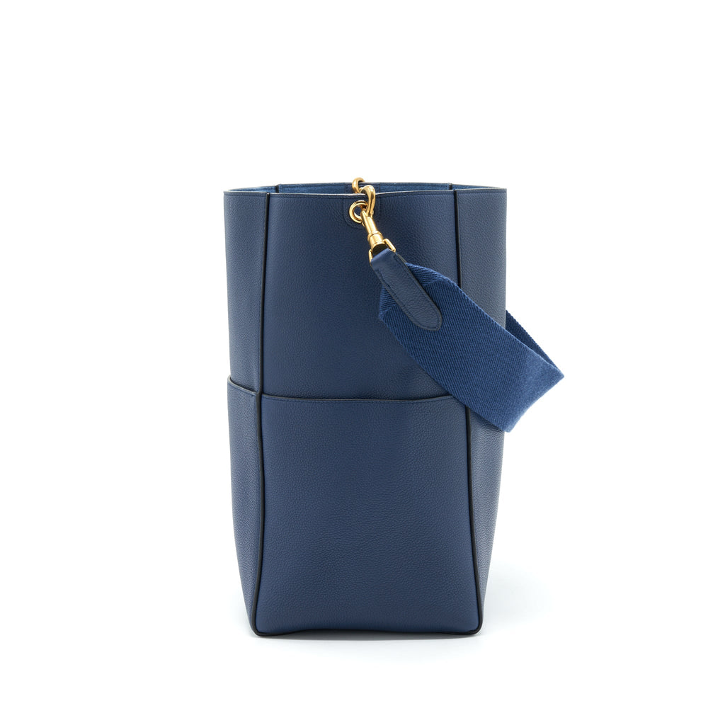 CELINE SANGLE BUCKET BAG NAVY GHW NEW LOGO