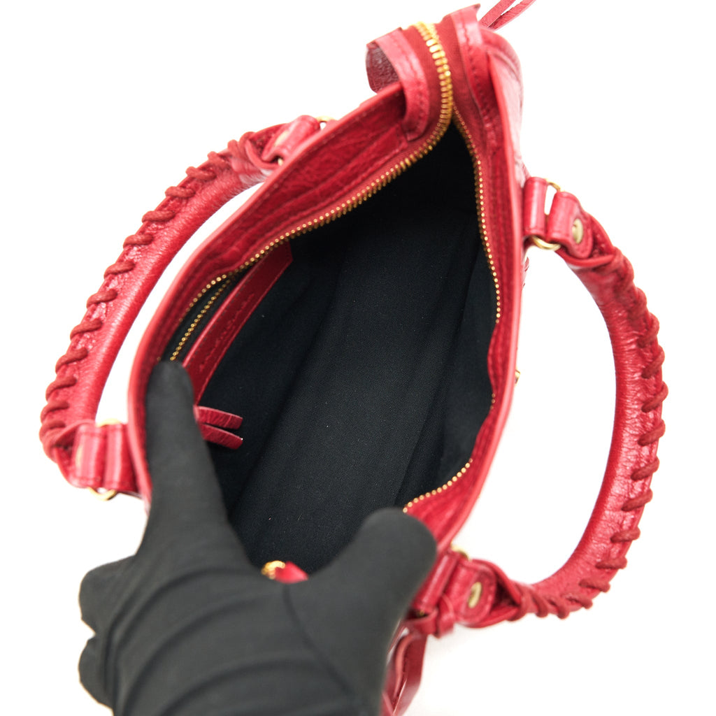 BALENCIAGA MINI CITY BAG RED WITH GHW