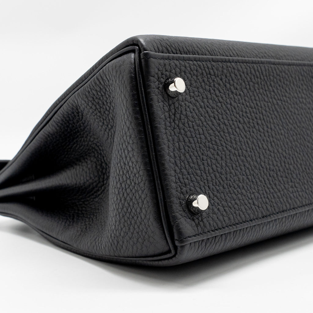 HERMES KELLY 28 TOGO BLACK BRUSHED SHW