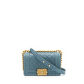 CHANEL SMALL BOY BAG CAVIAR GREYISH BLUE BRUSHED GHW