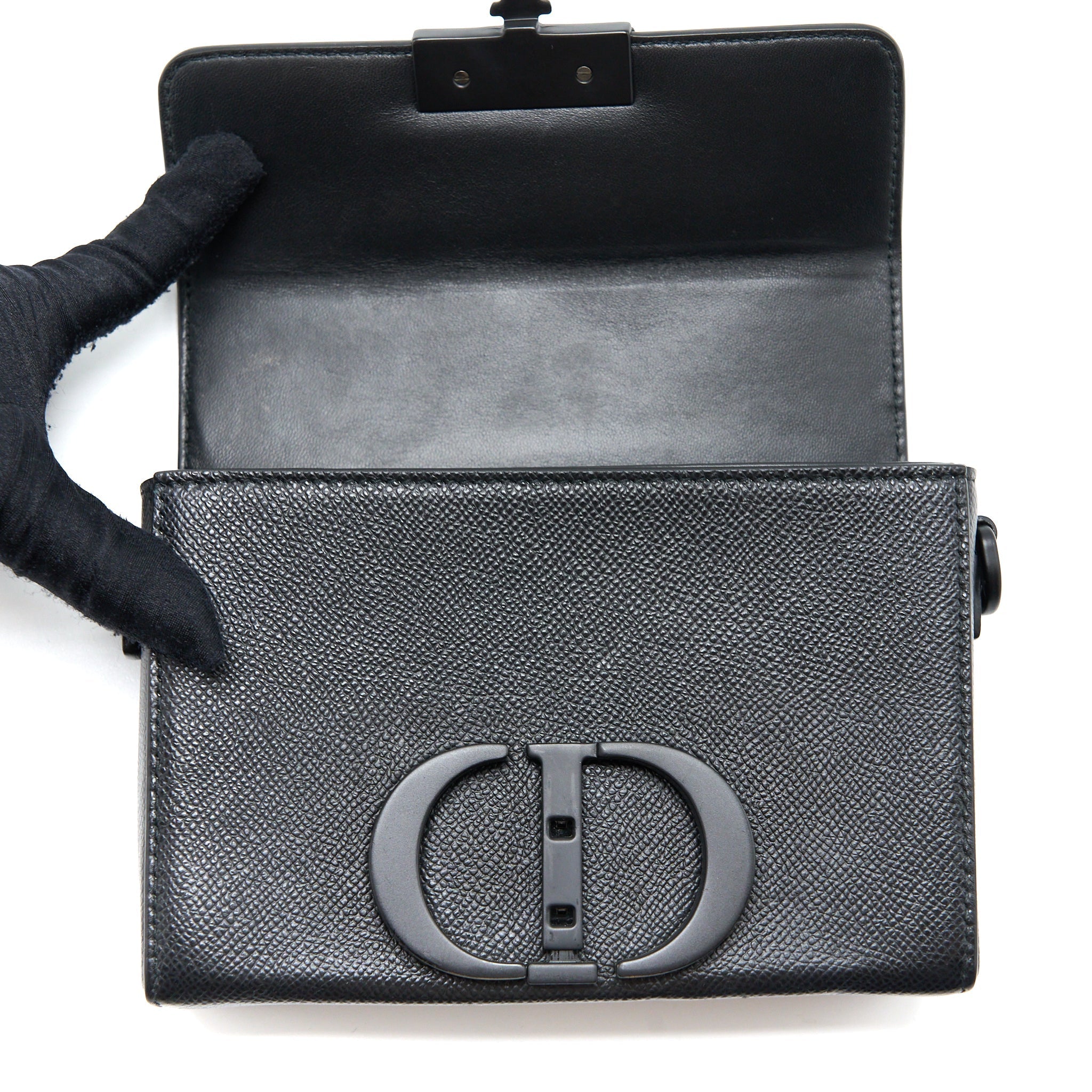 DIOR 30 MONTAIGNE BOX CALFSKIN BLACK WITH BLACK HARDWARE