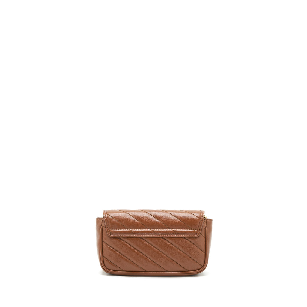 GUCCI GG MARMONT MATELASSE SUPER MINI BAG BROWN GHW