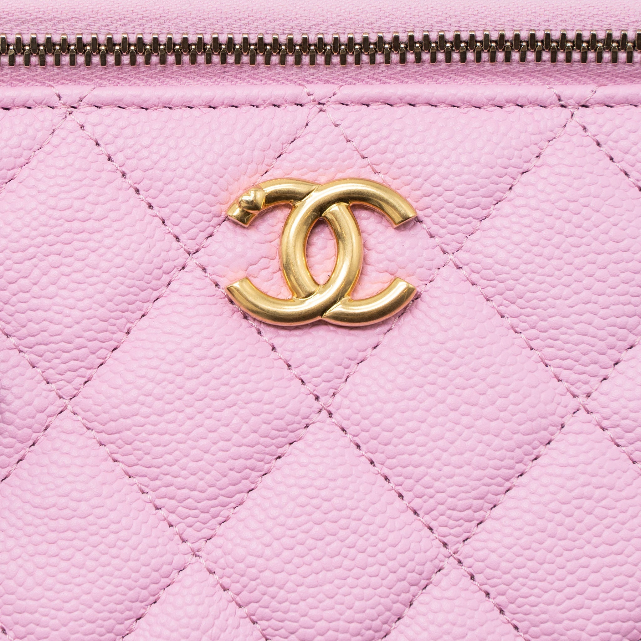 CHANEL 23P COCO LOVE LONG VANITY WITH CHAIN CAVIAR PINK GHW (MICROCHIP)