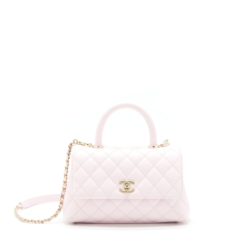 CHANEL 22P SMALL COCO HANDLE CAVIAR LIGHT PINK LGHW (MICROCHIP)