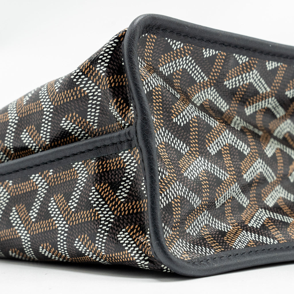 GOYARD MINI ANJOU TOTE BAG GOYARDLINE CANVAS / CALFSKIN BLACK SHW
