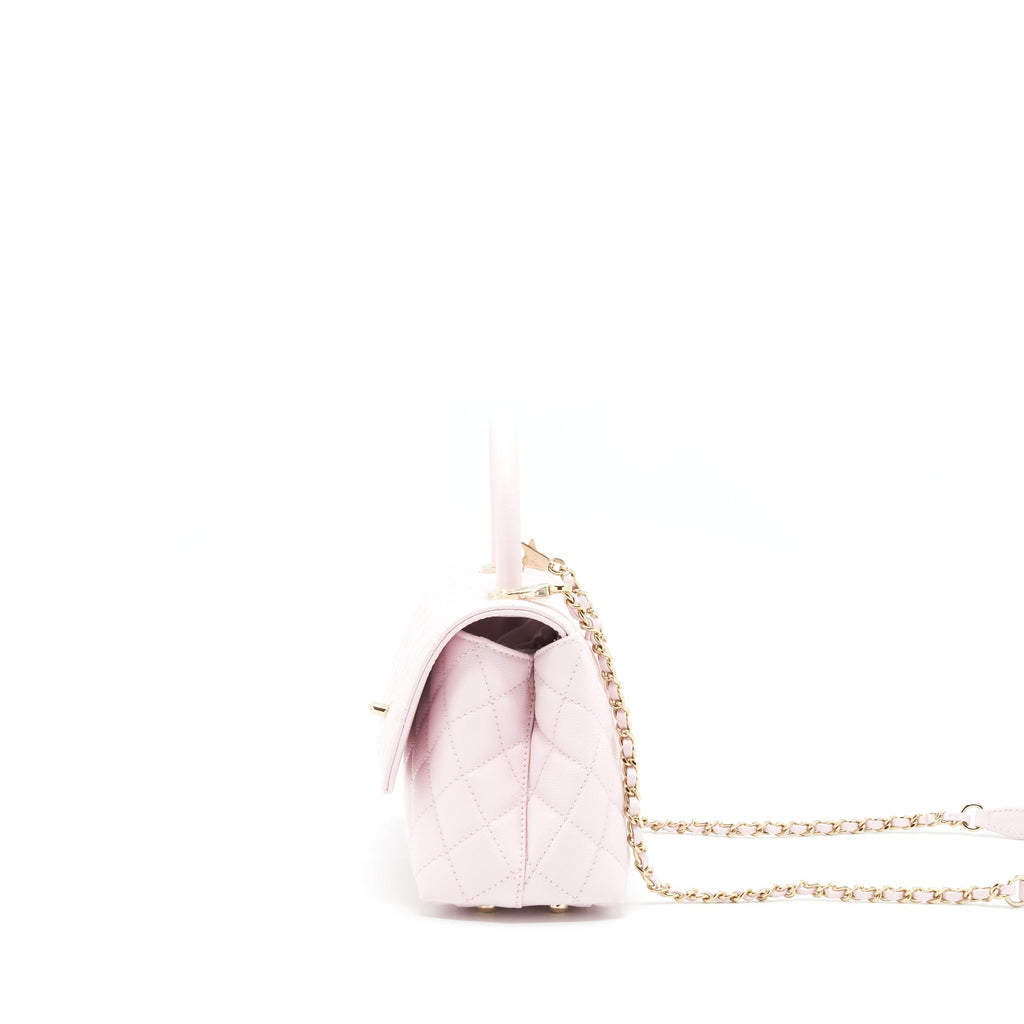 CHANEL 22P SMALL COCO HANDLE CAVIAR LIGHT PINK LGHW (MICROCHIP)