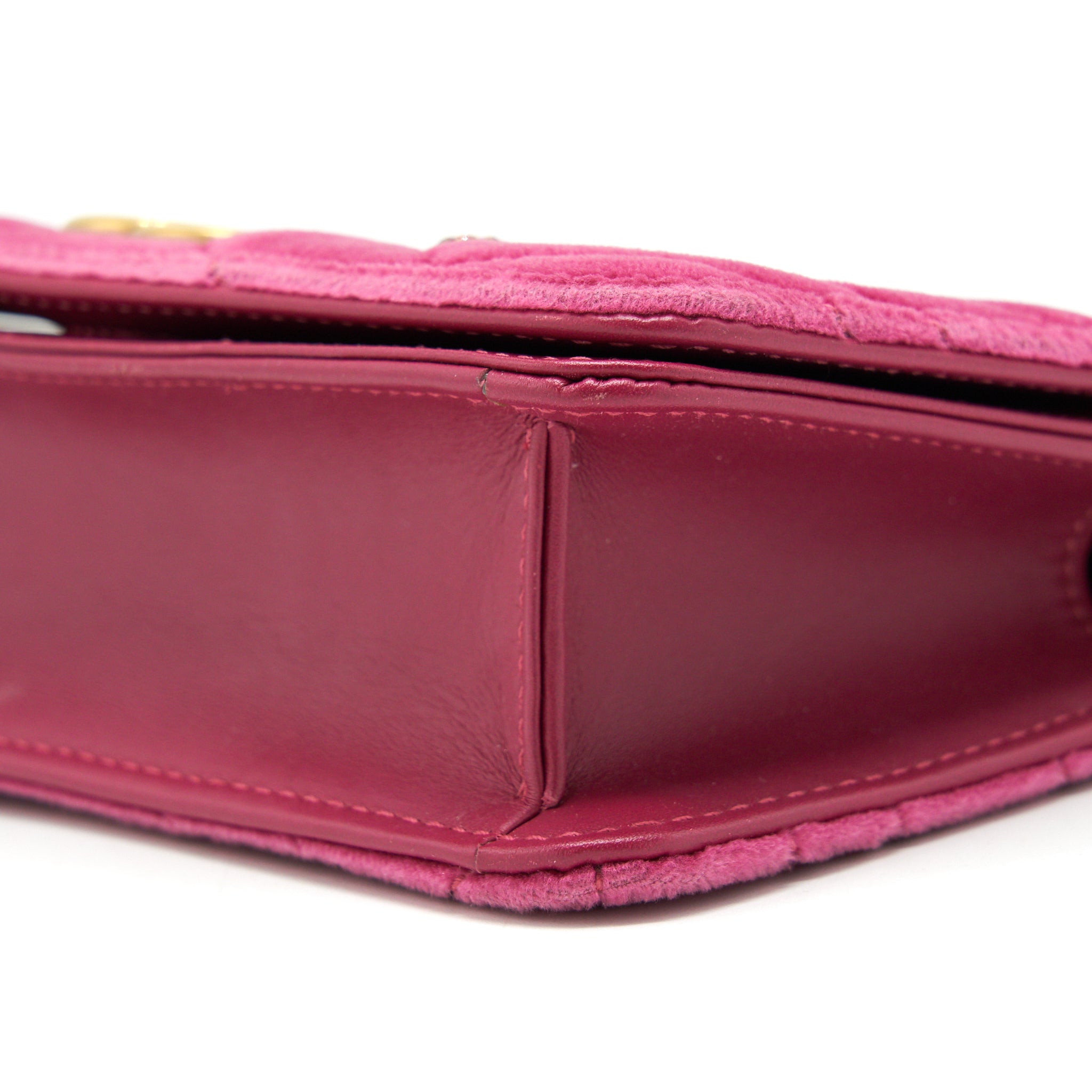 GUCCI VELVET WALLET WITH CHAIN PINK GHW LIMITED EDITION
