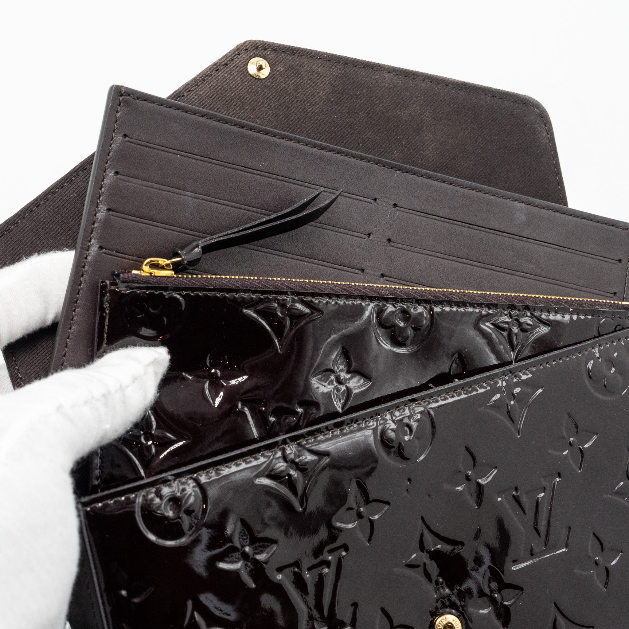 LOUIS VUITTON FELICIE POCHETTE MONOGRAM PATENT AMATANTE GHW