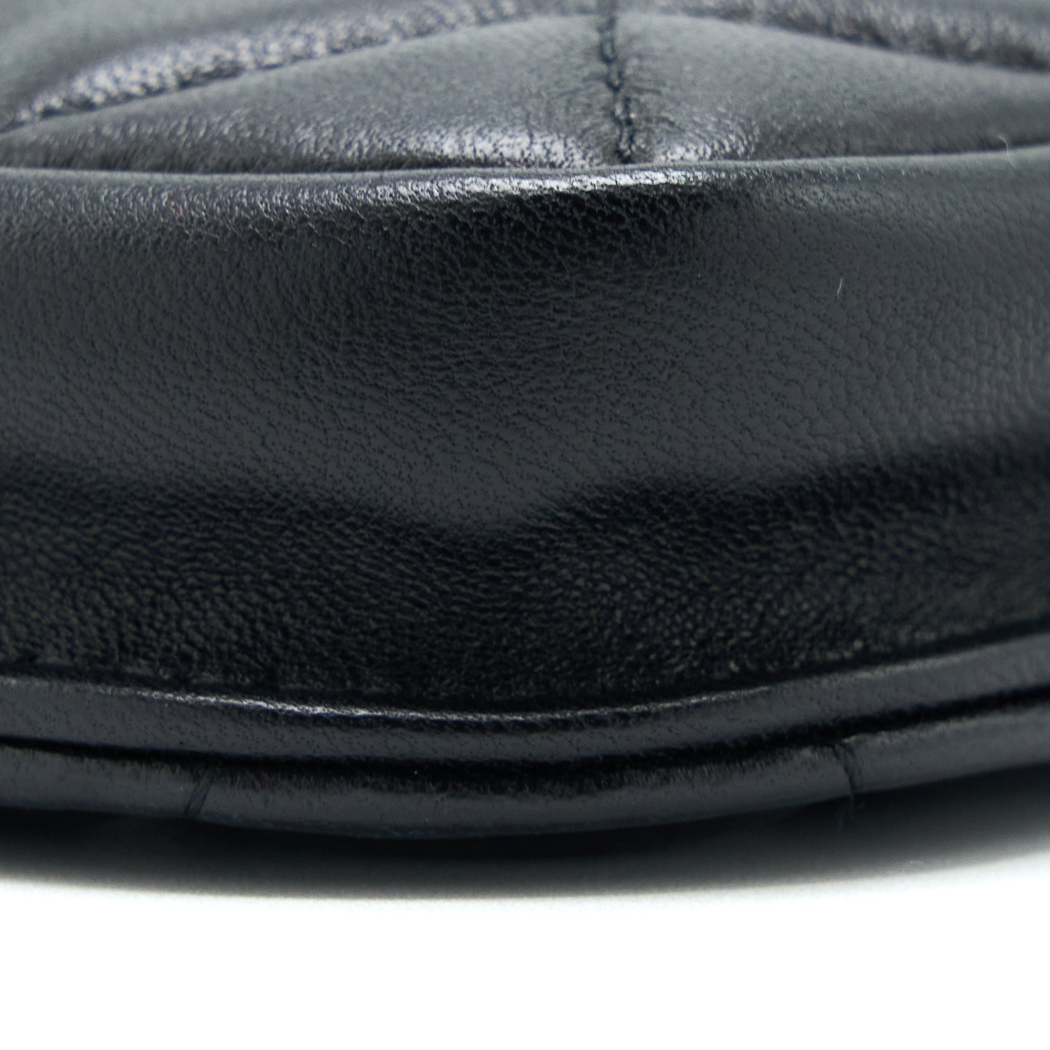 CHANEL FLAP PHONE POUCH WITH CHAIN BLACK LAMBSKIN GHW