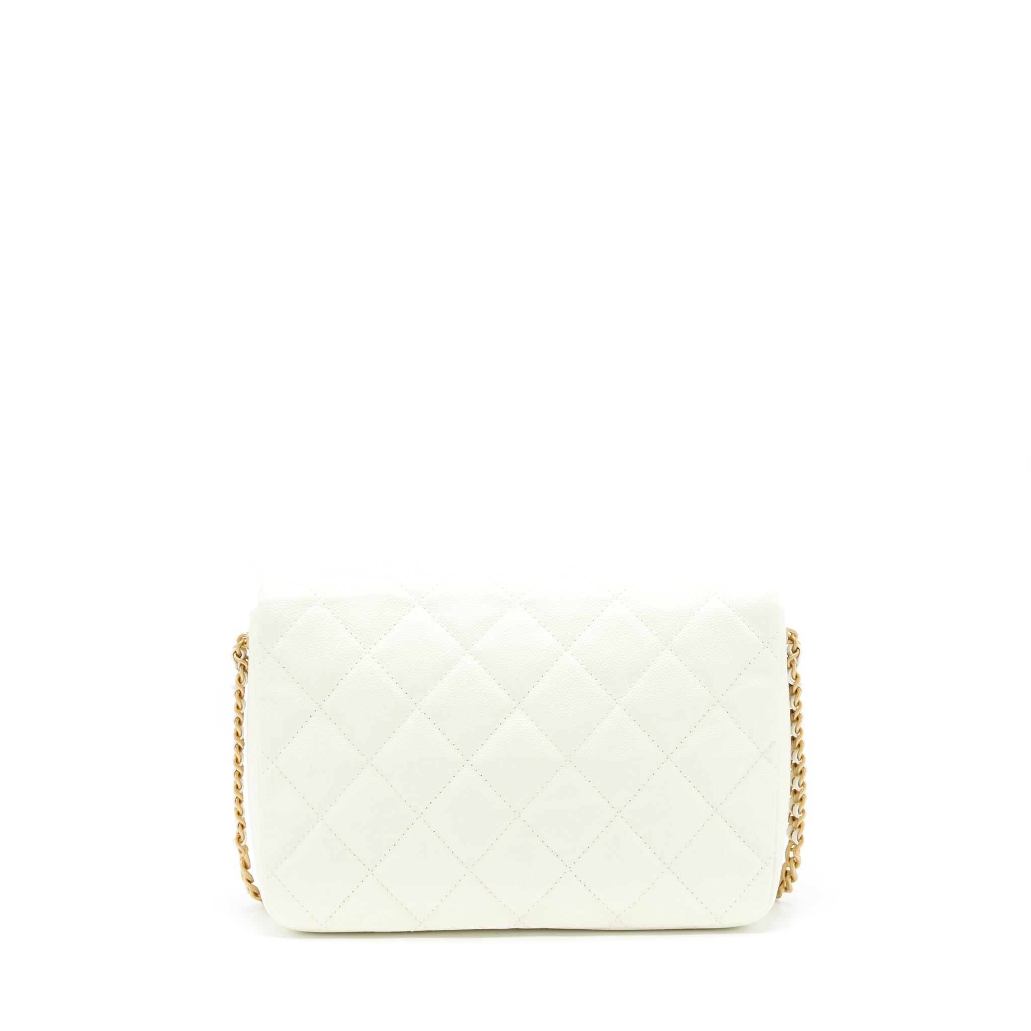CHANEL 22S MELODY MEDIUM FLAP BAG CAVIAR WHITE GHW (MICROCHIP)
