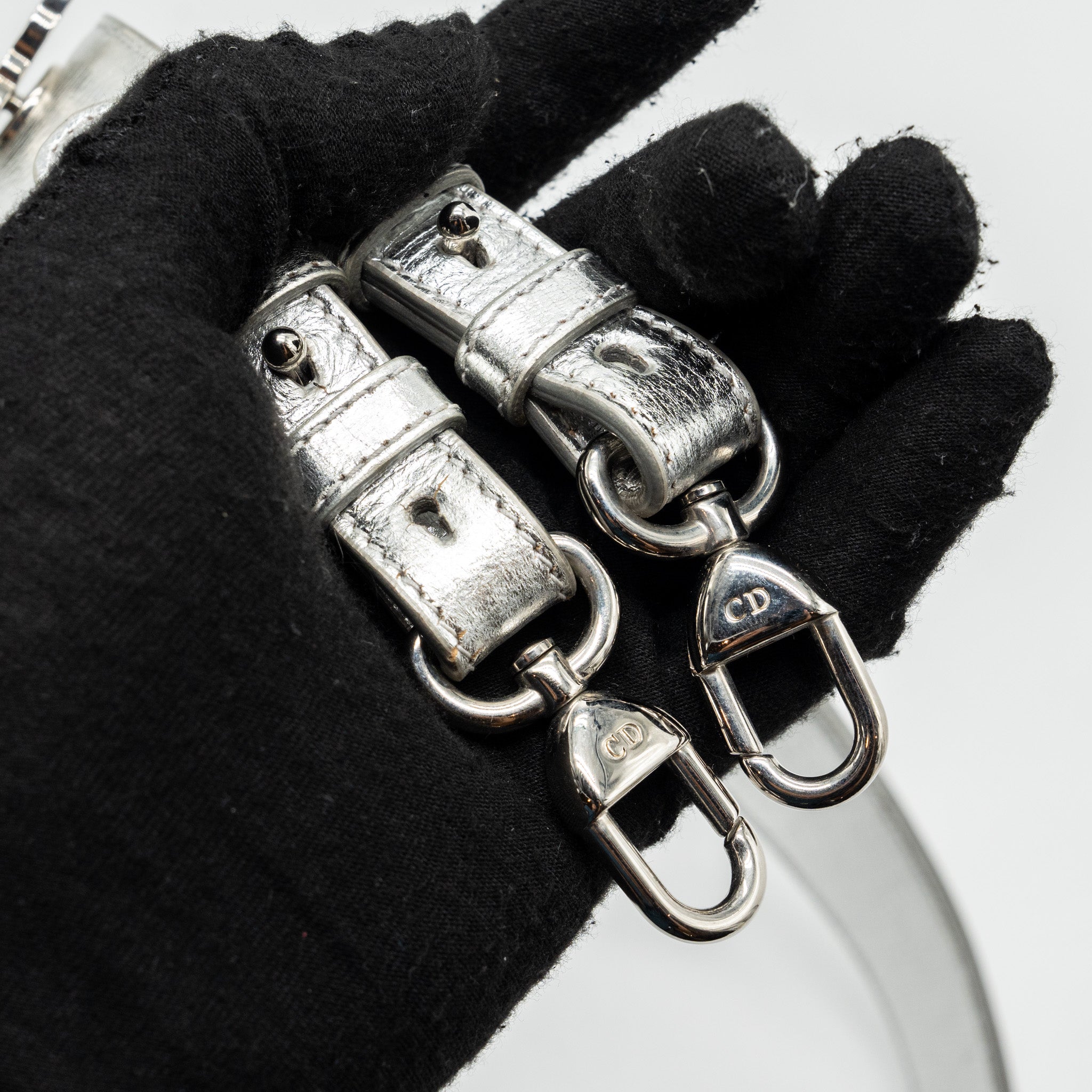 DIOR SMALL MY ABC LADY DIOR CANNAGE CALFSKIN METALLIC SILVER SHW