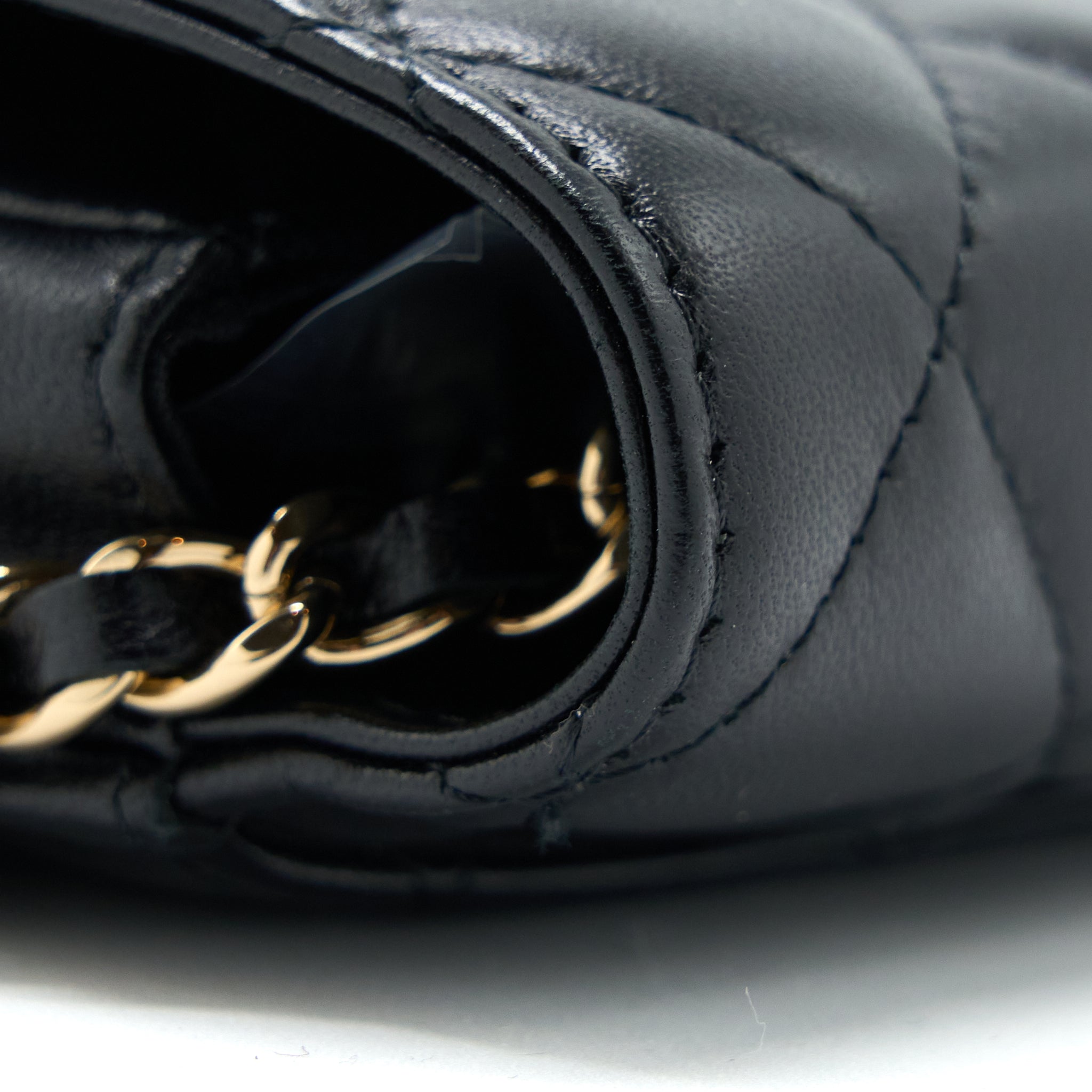 CHANEL FLAP PHONE POUCH WITH CHAIN BLACK LAMBSKIN GHW