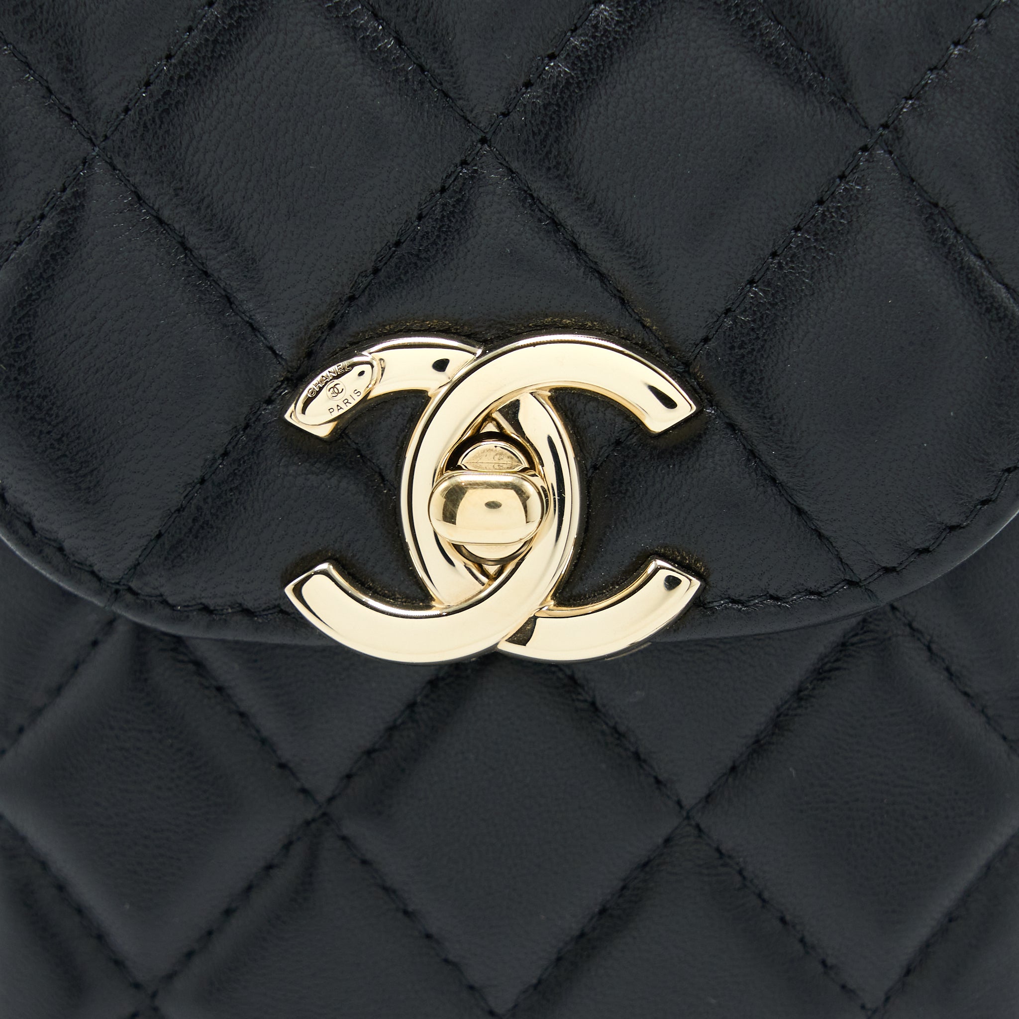 CHANEL FLAP PHONE POUCH WITH CHAIN BLACK LAMBSKIN GHW