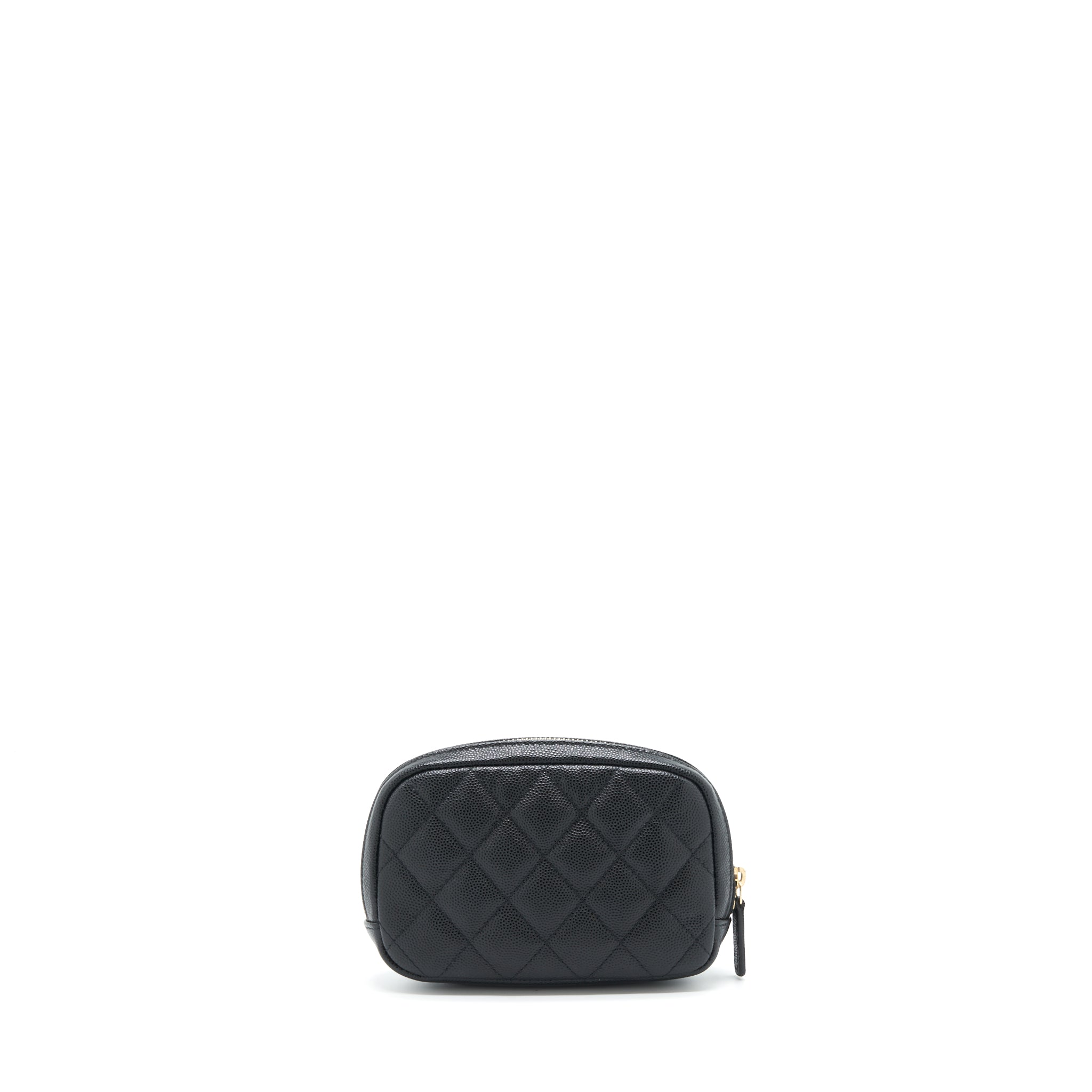 CHANEL SMALL ZIPPER VANITY POUCH CAVIAR BLACK LGHW
