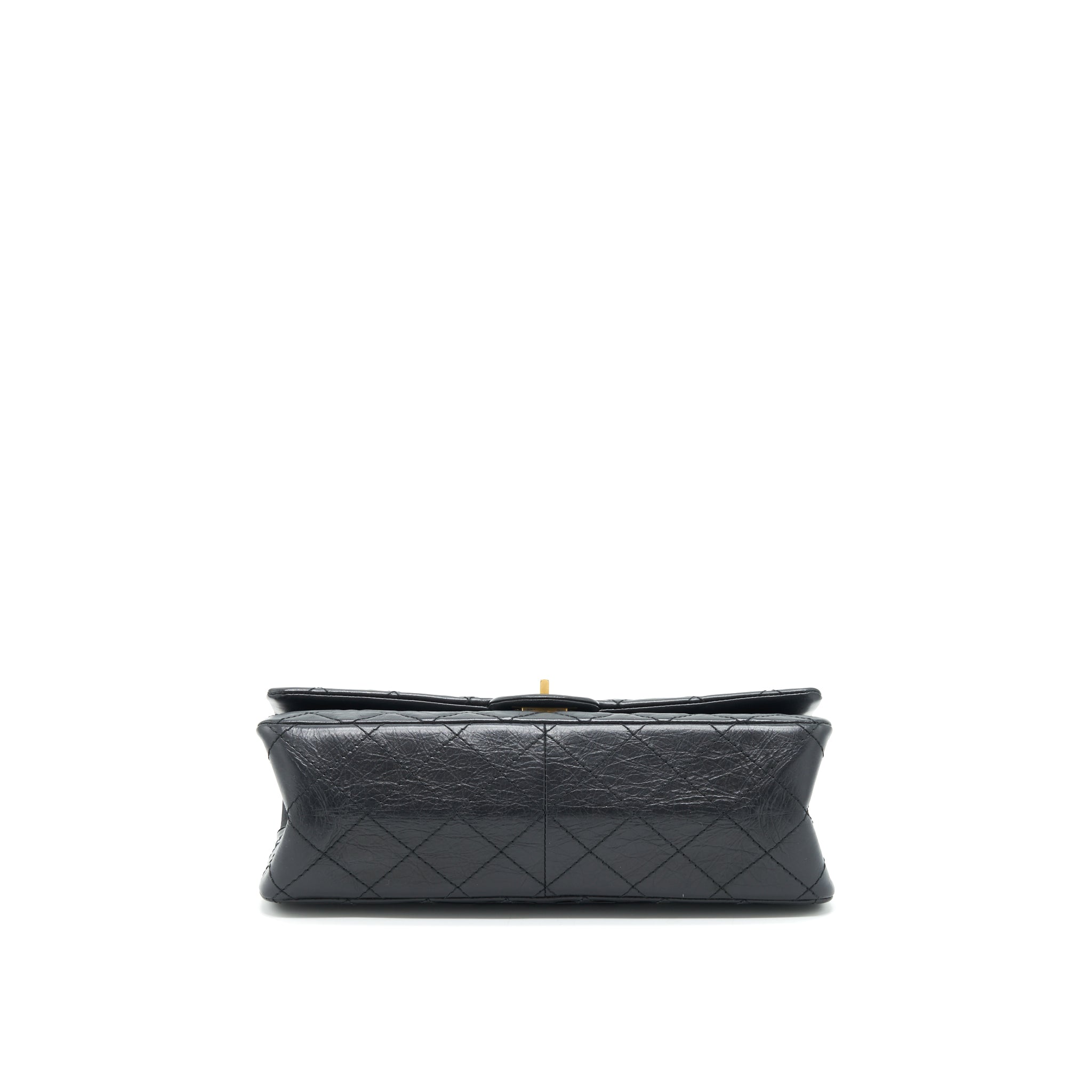 CHANEL 2.55 226 REISSUE MEDIUM DOUBLE FLAP BAG CALFSKIN BLACK RUTHENIUM GOLD HARDWARE