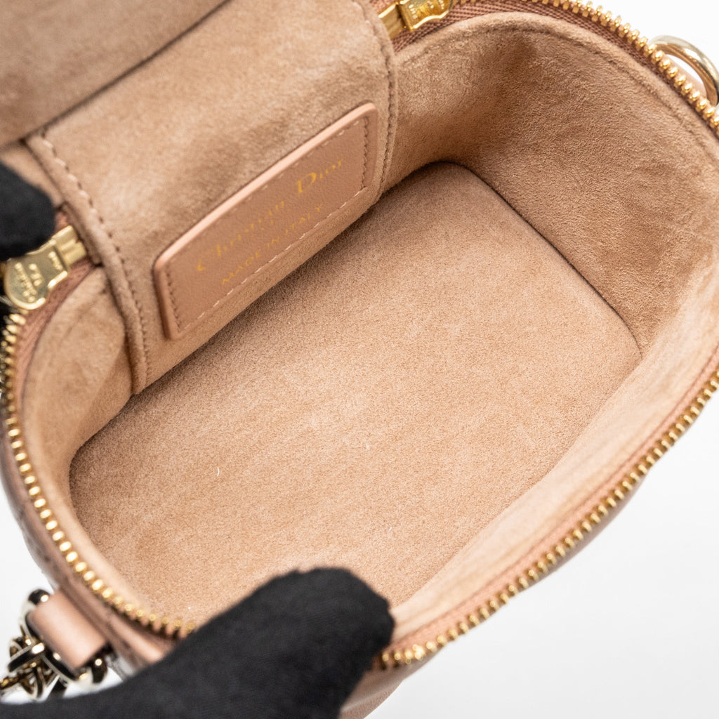 DIOR MICRO LADY DIOR VANITY CASE LAMBSKIN DARK BEIGE LGHW