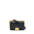 CHANEL SMALL BOY BAG CAVIAR BLACK GHW (MICROCHIP)