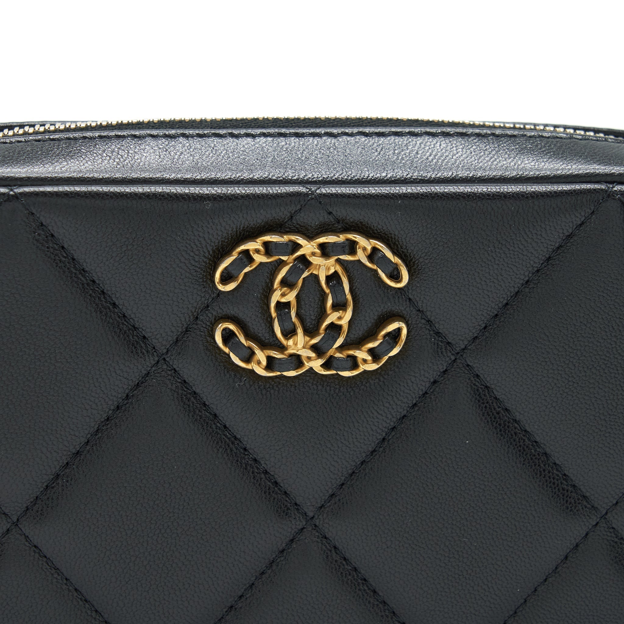 CHANEL 19 CAMERA BAG LAMBSKIN BLACK WITH GOLD/SLIVER HARDWARE